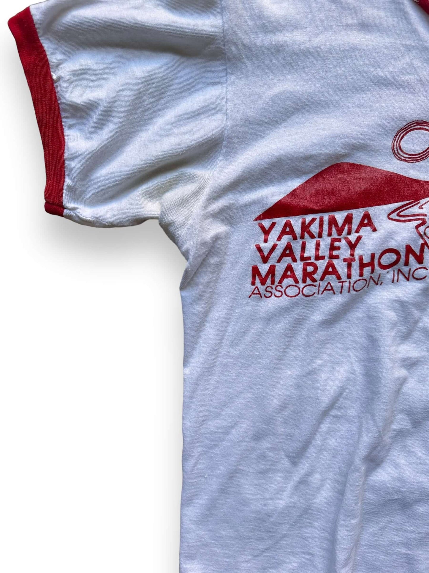 Slight Pitting on Right Armpit on Vintage Yakima Valley Half Marathon Champion Blue Bar Tee SZ M | Vintage Champion Ringer Tee Seattle | Barn Owl Vintage