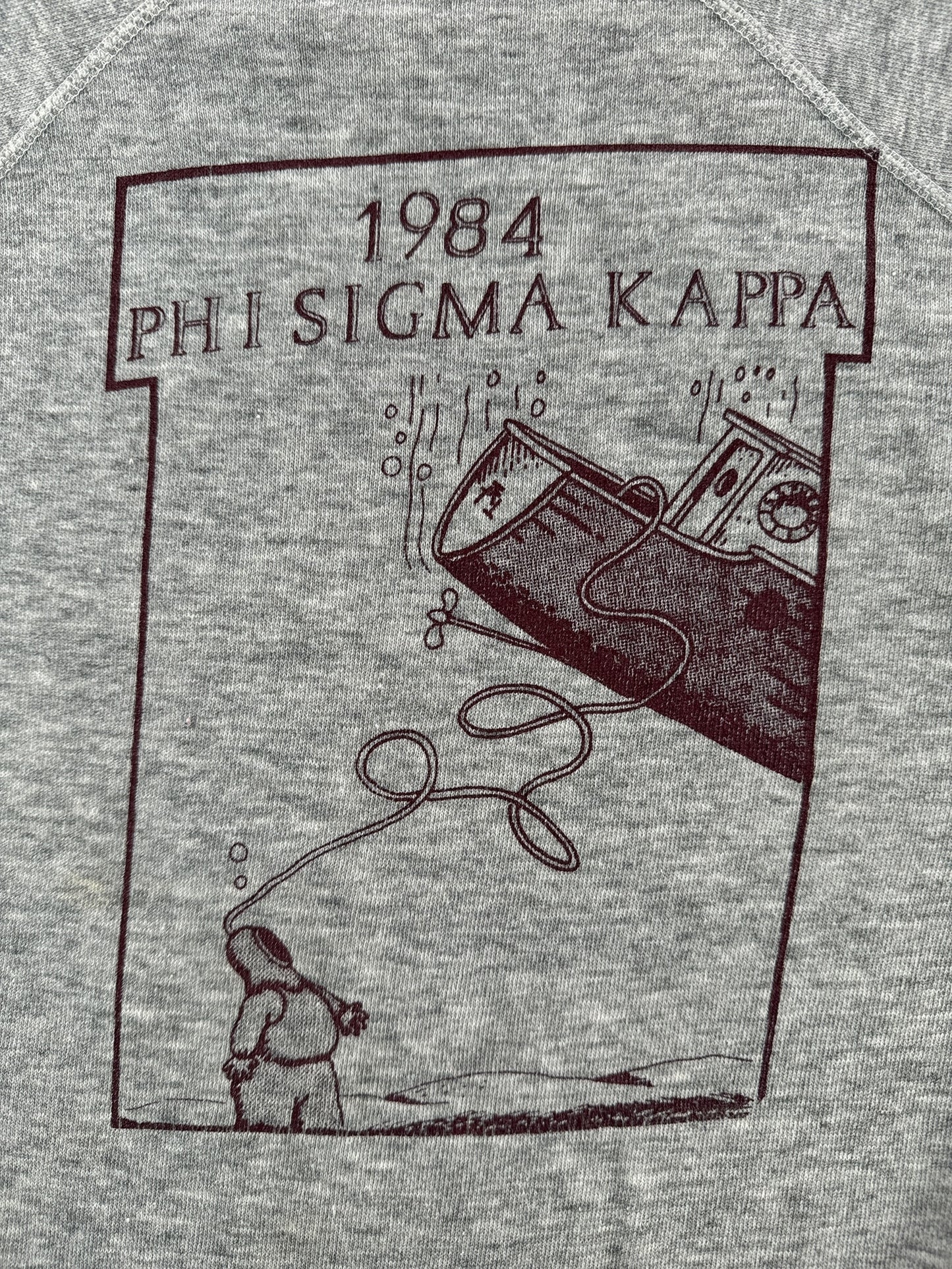 Front Graphic of Vintage '84 Fraternity Anchor Splash Crewneck SZ M