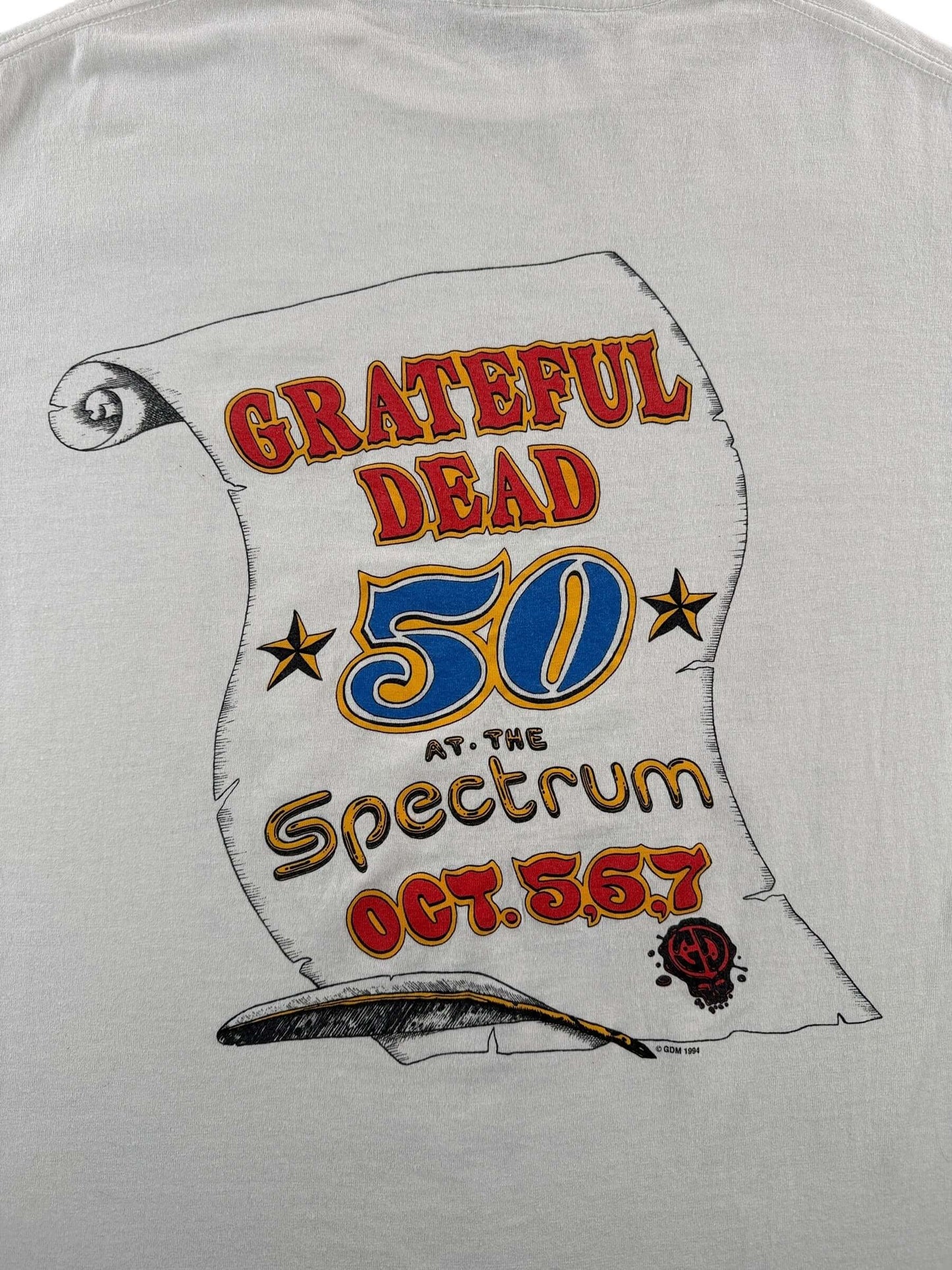 Back Graphic of Vintage 1994 Grateful Dead Philly 50 Tee SZ L (Fits M)