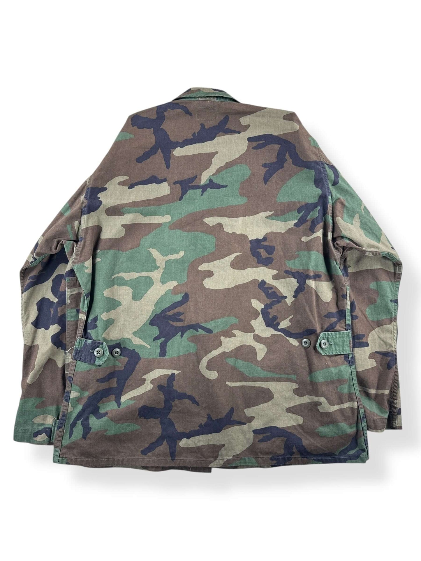 Back of Vintage Woodland Camo Military Top SZ L