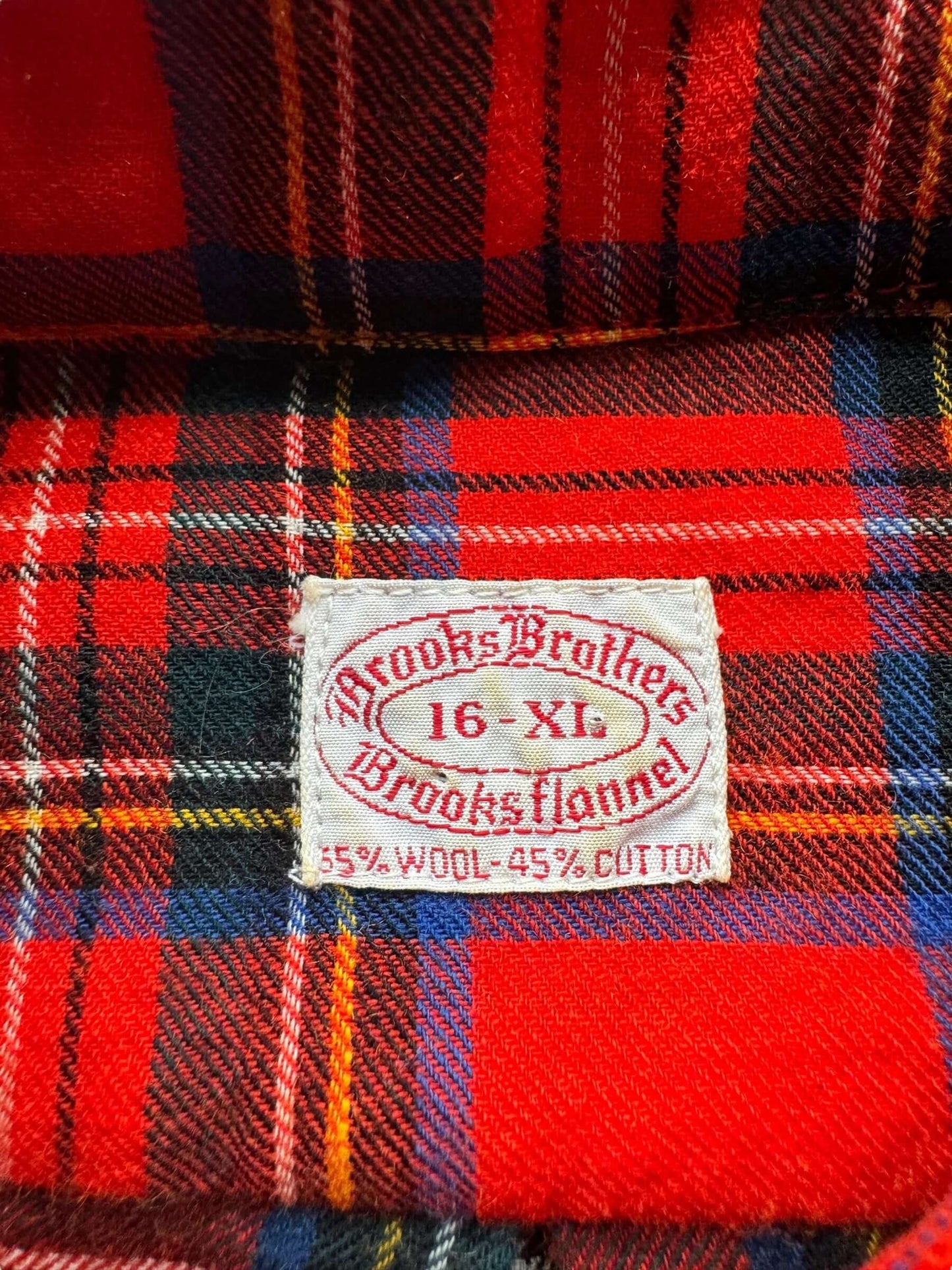 Tag on Vintage Brooks Brothers Wool Blend Flannel SZ XL