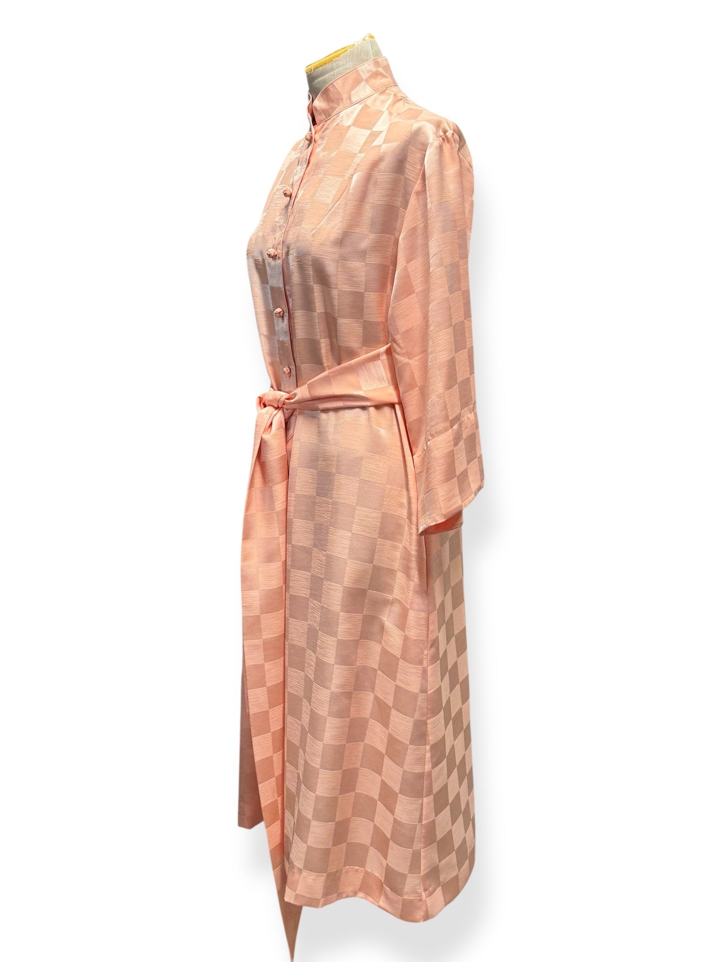 Side view of 80s Katherine Ogust Peachy Dress L