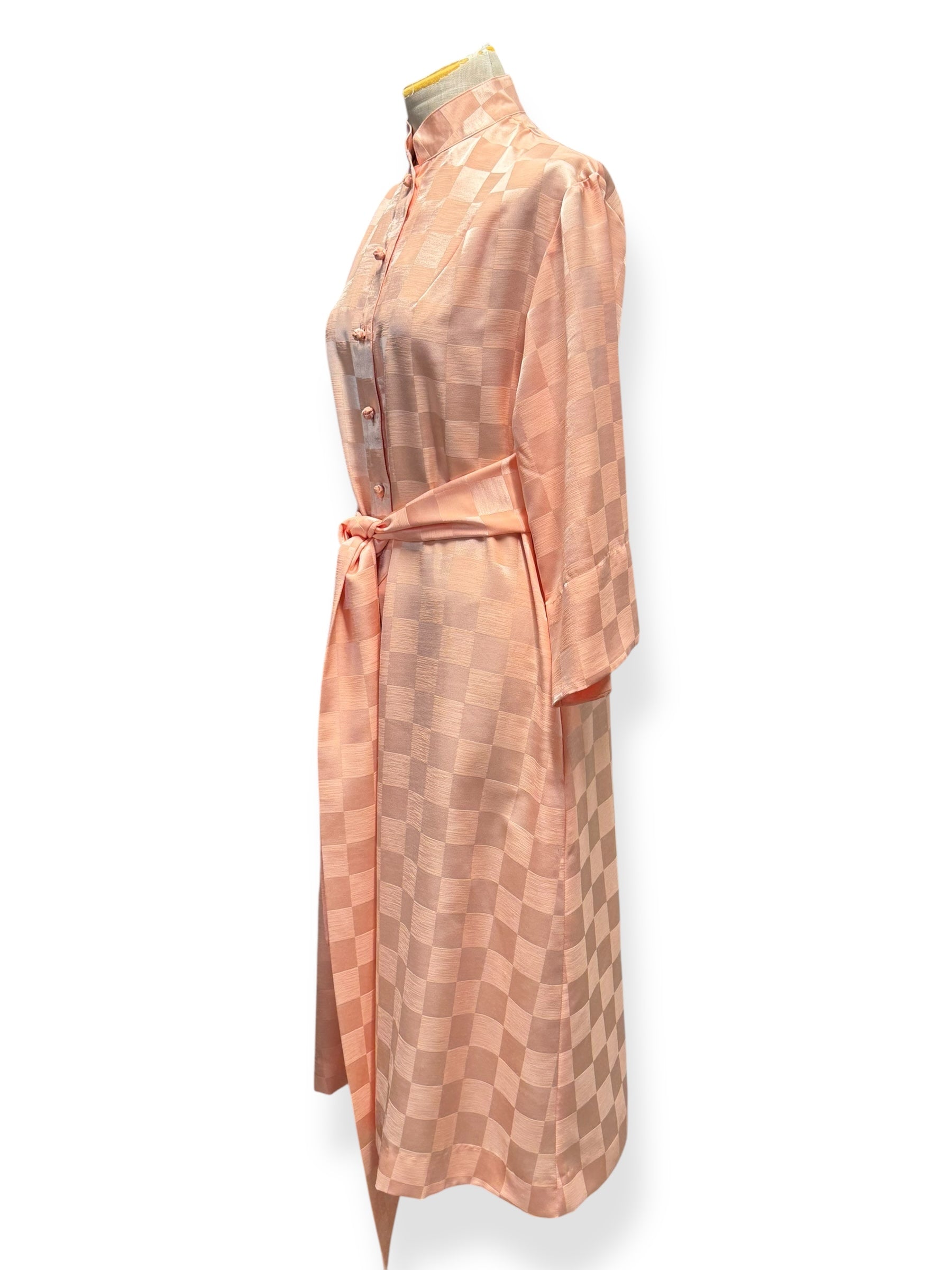 Side view of 80s Katherine Ogust Peachy Dress L