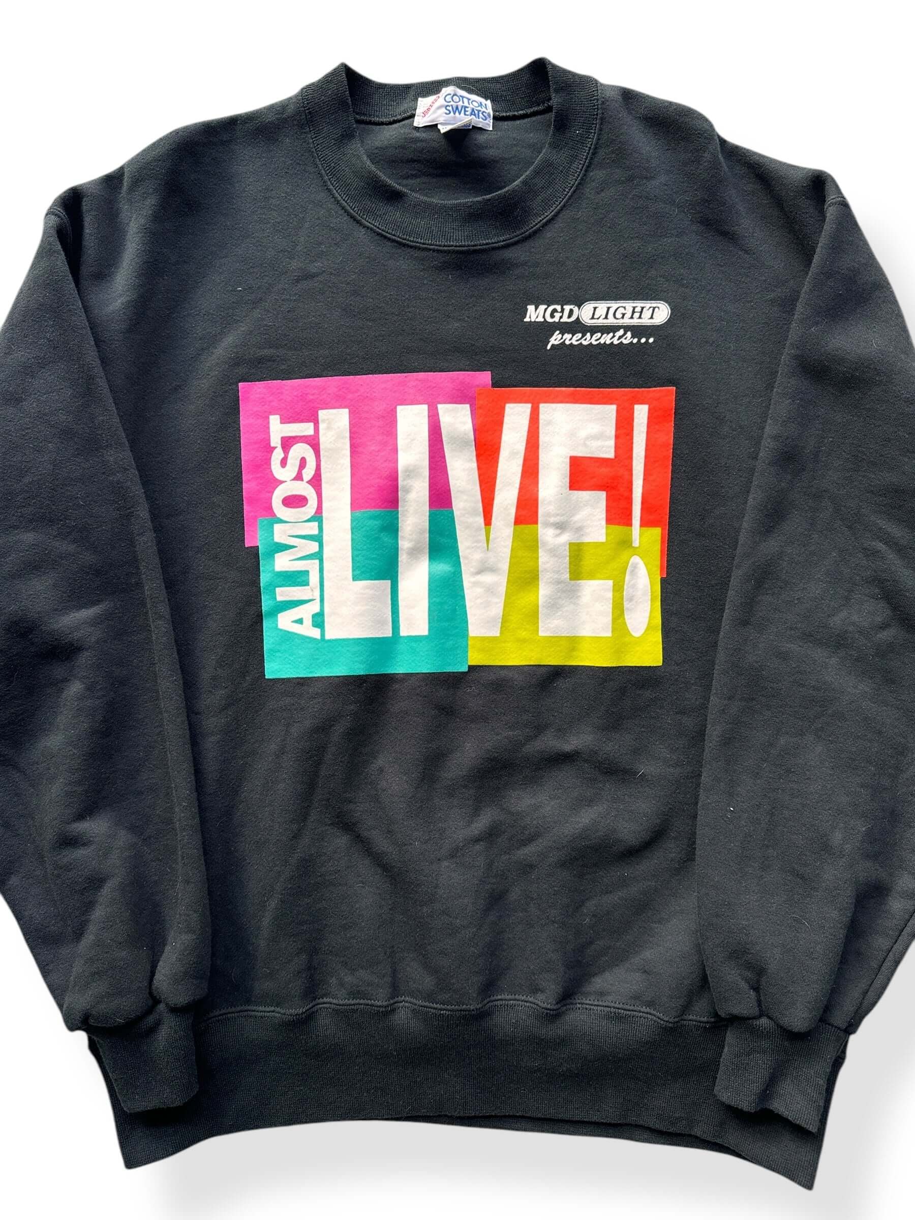 Front Close Up of Vintage Almost Live Crewneck SZ L