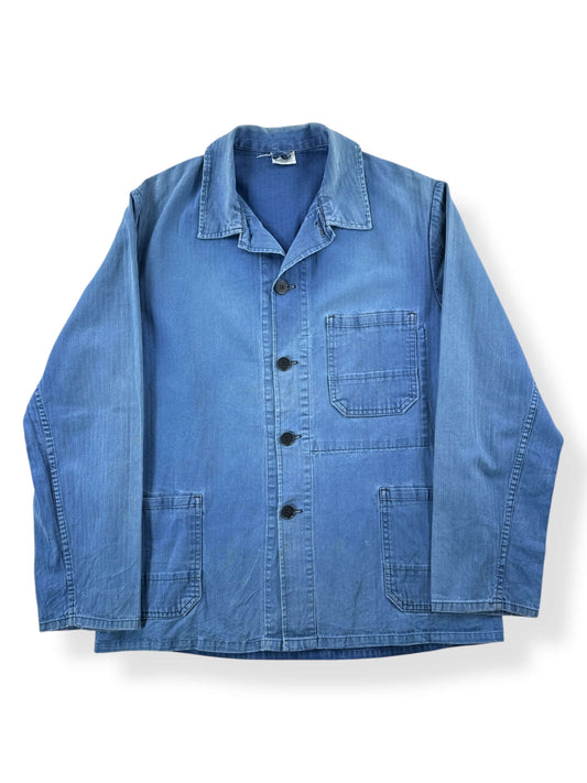 Front of Vintage Sanfor Sunfaded HBT French Chore Coat SZ L