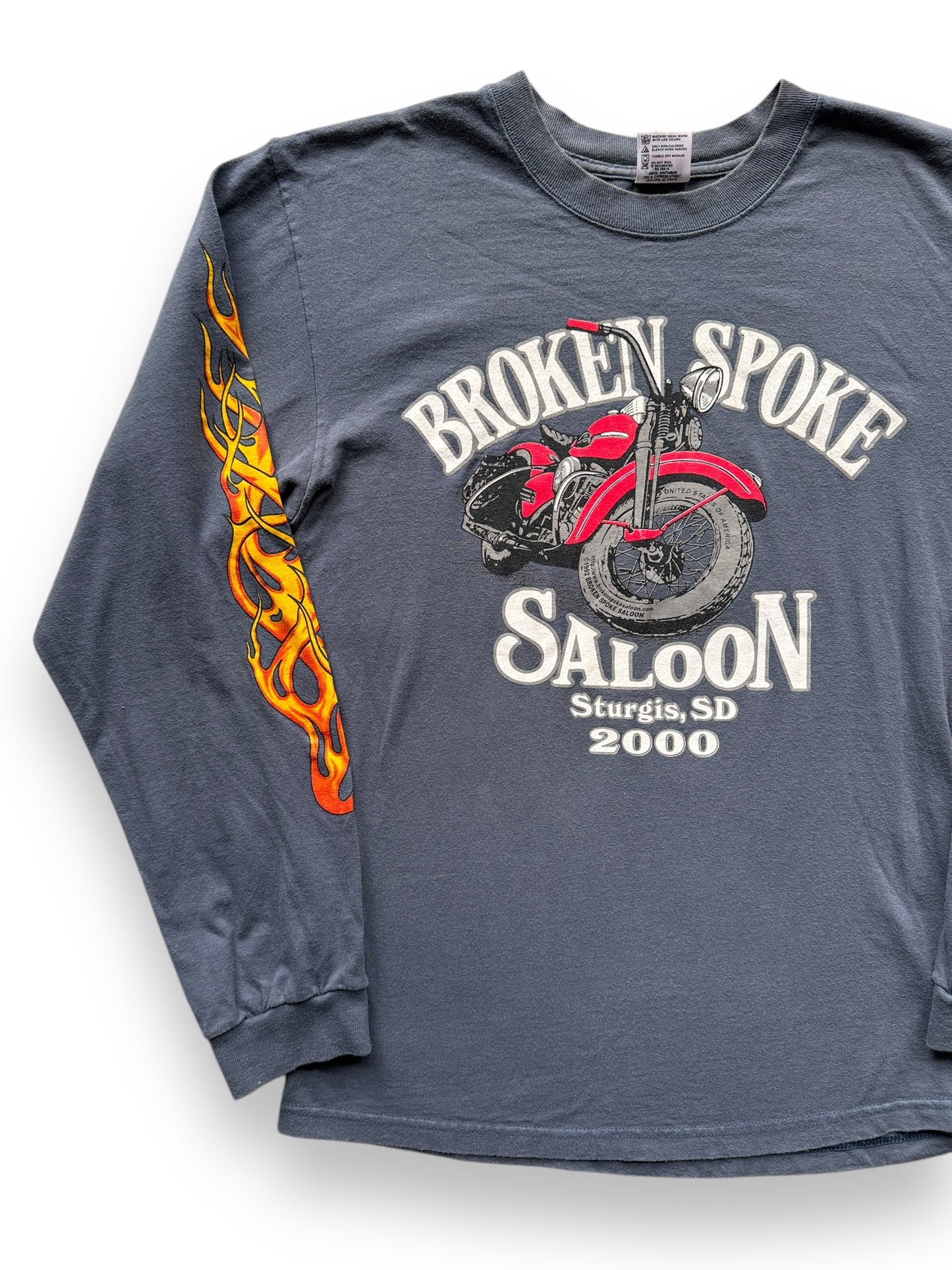 front right of Vintage Grey Broken Spoke Saloon Sturgis Long Sleeve Tee SZ M