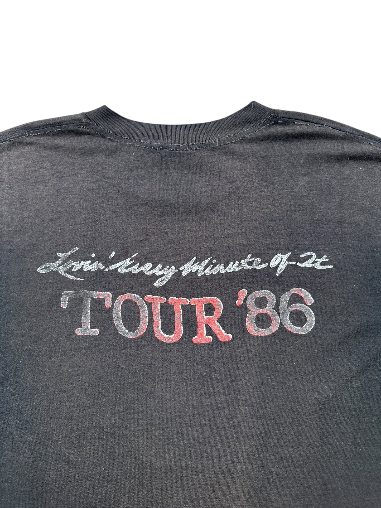 Back Graphic of Vintage Loverboy Lovin' Every Minute of It 1986 Tour Tee SZ XL