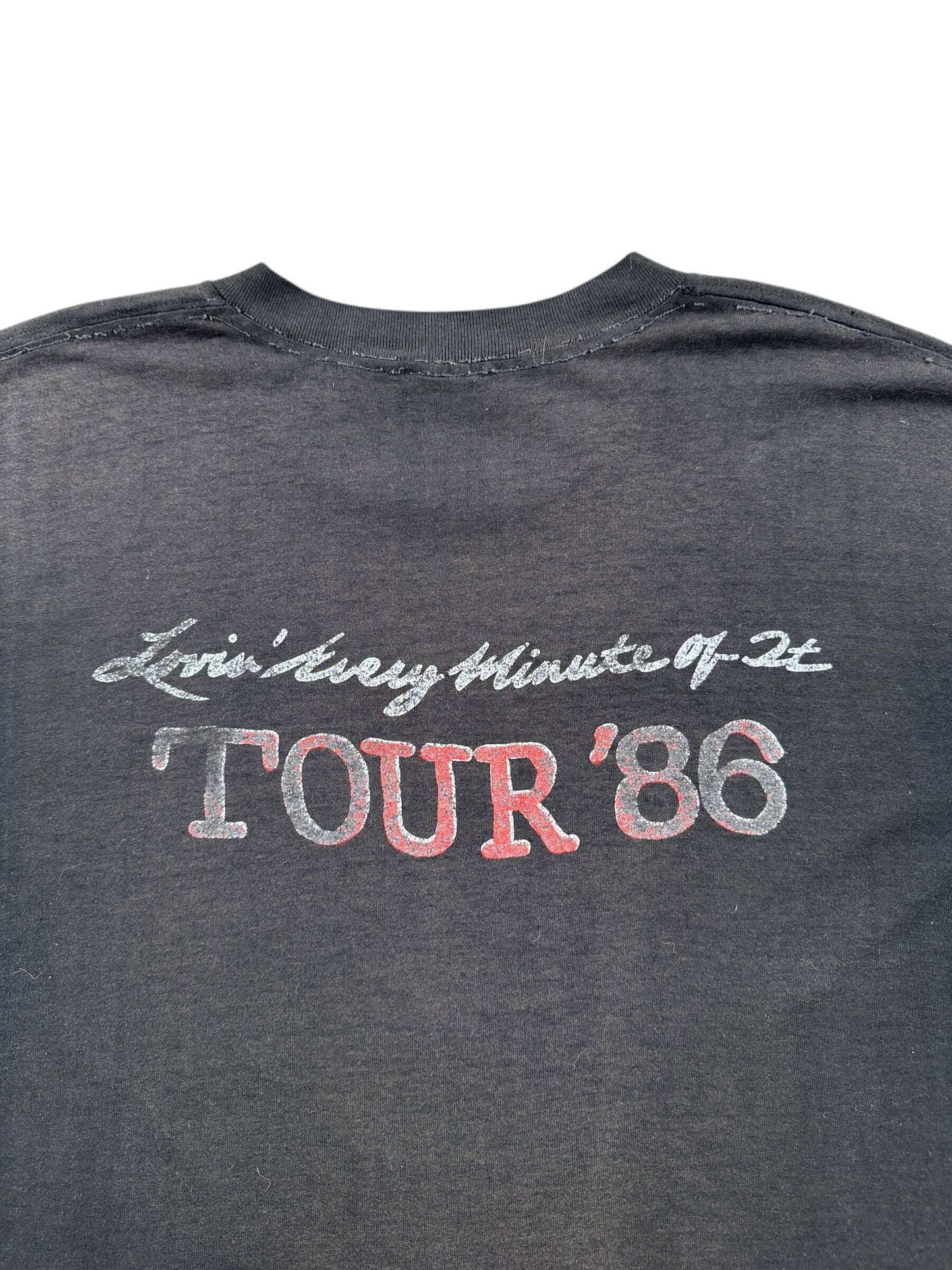 Back Graphic of Vintage Loverboy Lovin' Every Minute of It 1986 Tour Tee SZ XL