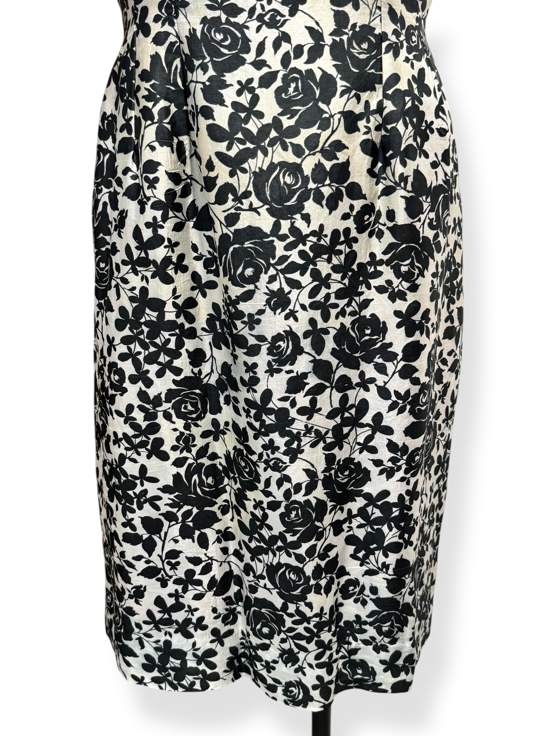Skirt view of 60s Silk Floral Dress M