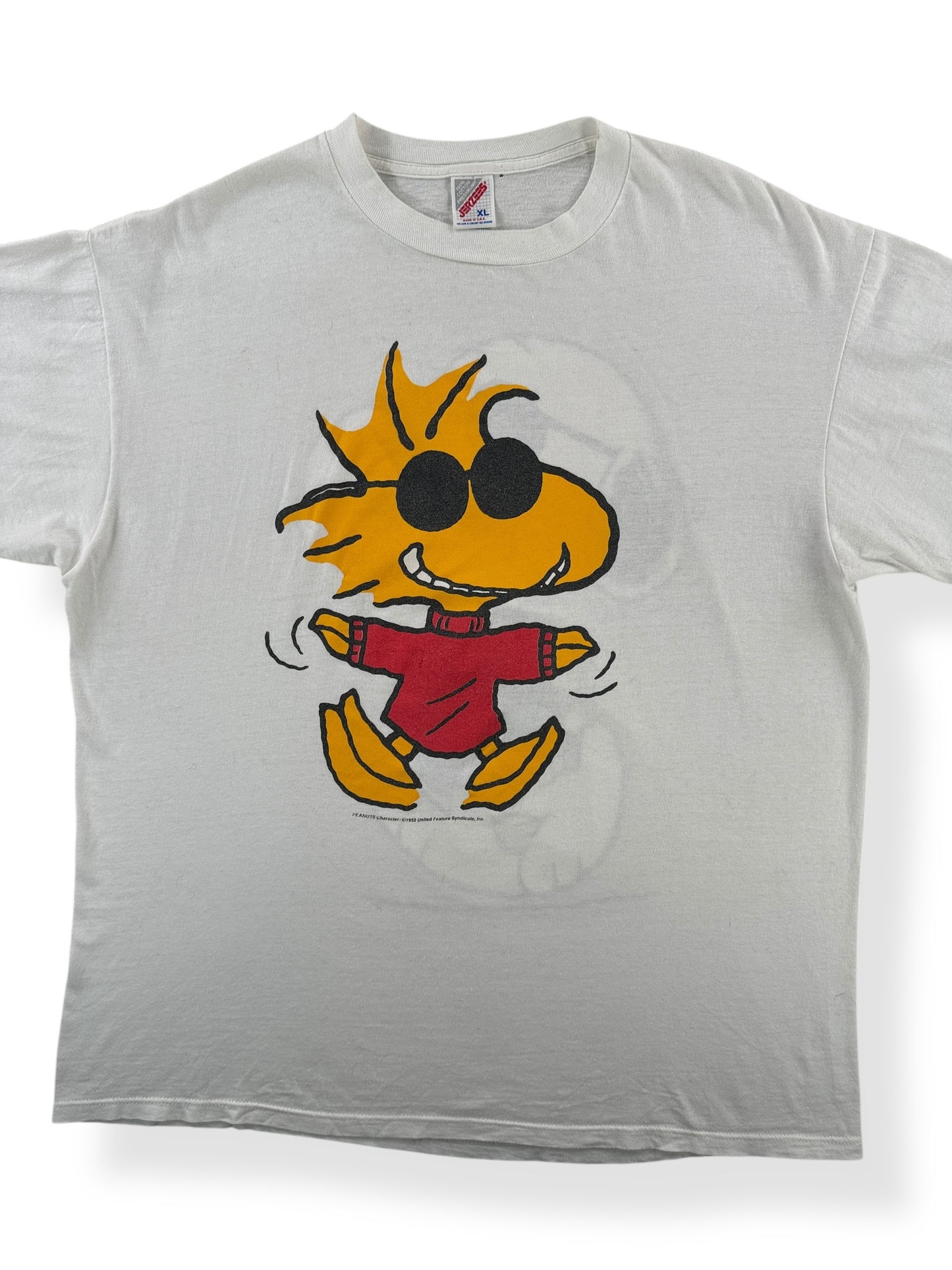 Front Close Up of Vintage Woodstock Joe Cool Snoopy Tee SZ XL