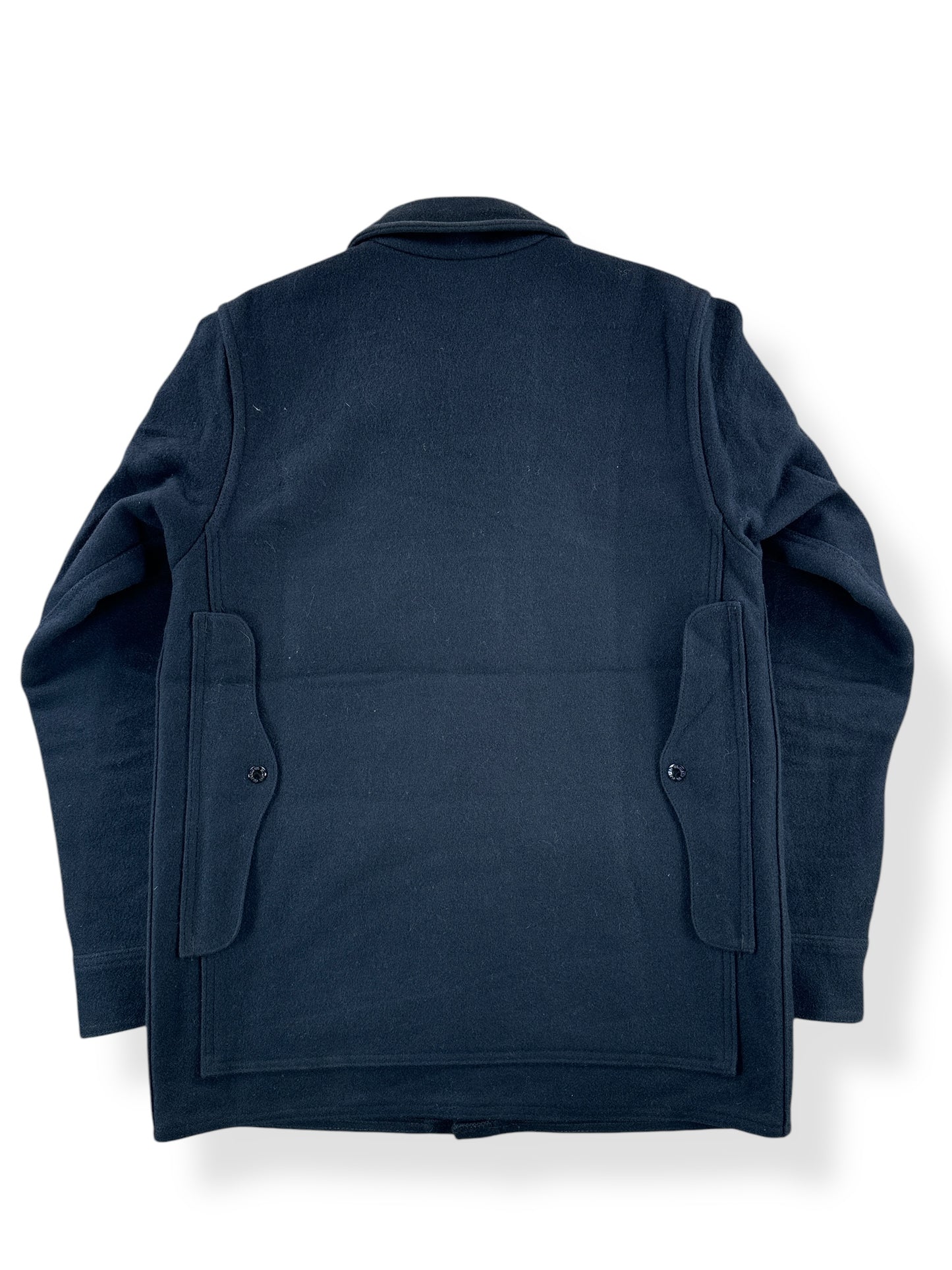 Back of Vintage Filson Black Mackinaw Wool Cruiser SZ 38
