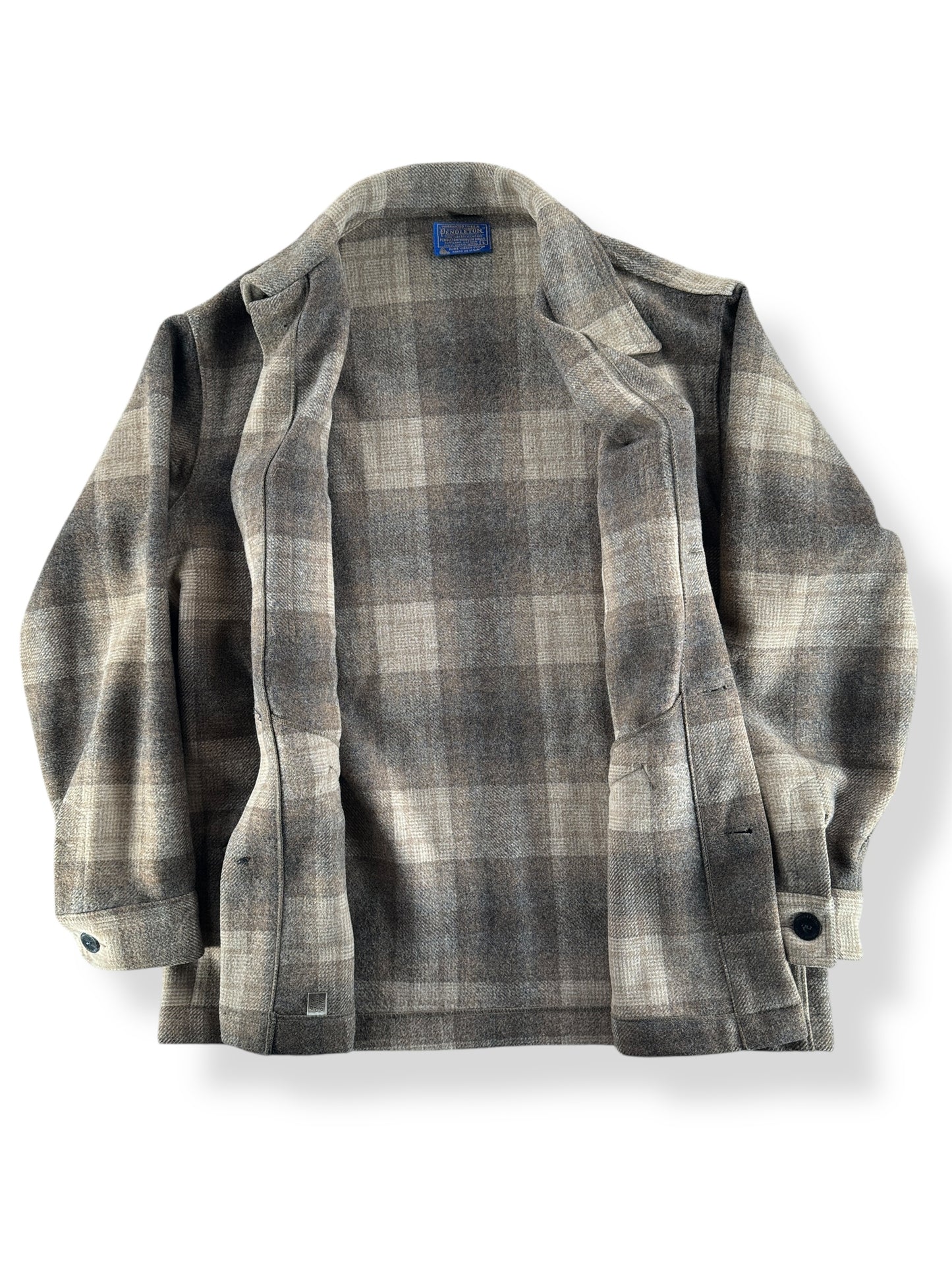 Inside of Vintage Pendleton Tan and Brown Jacket SZ L