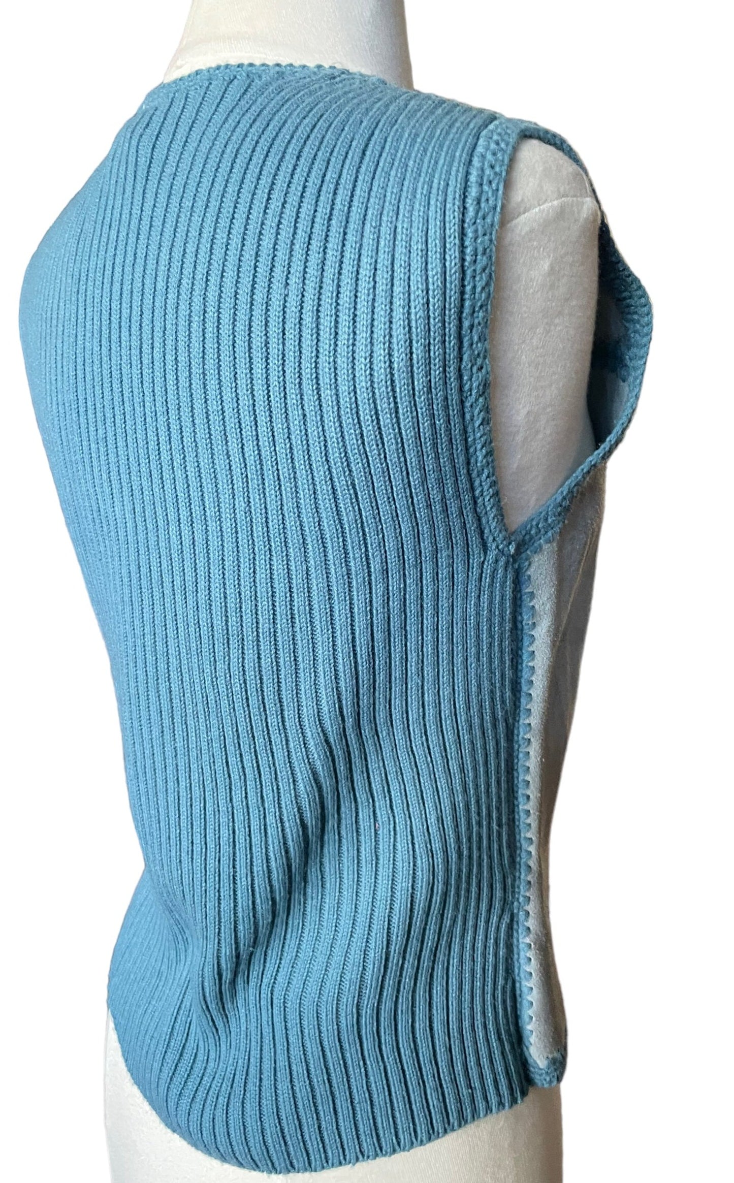Back right sided view of Vintage 1970s Suede Sweater Vest | Seattle True Vintage | Ladies Sweaters and Tops