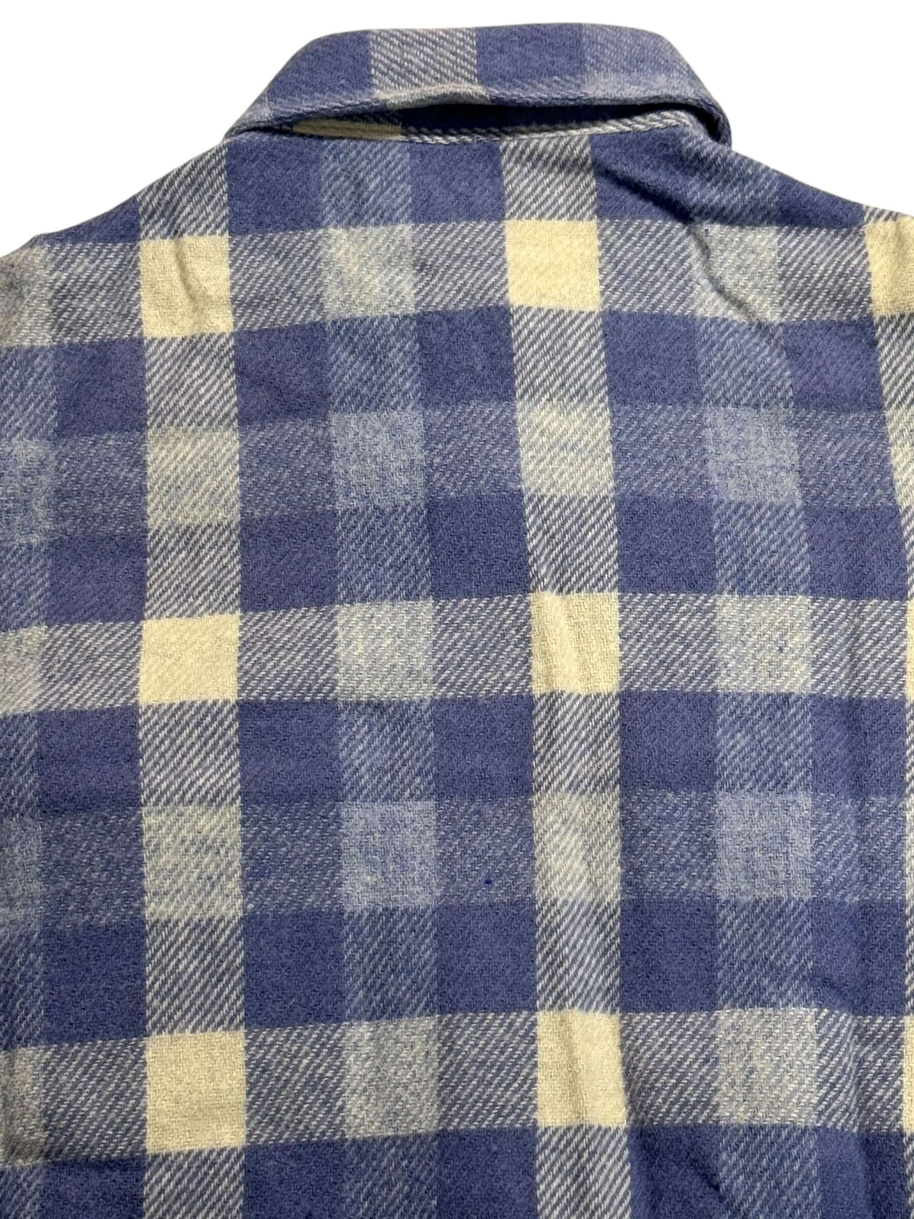 Back view of1970s Blue/White "The Woolrich Woman" Flannel S-M