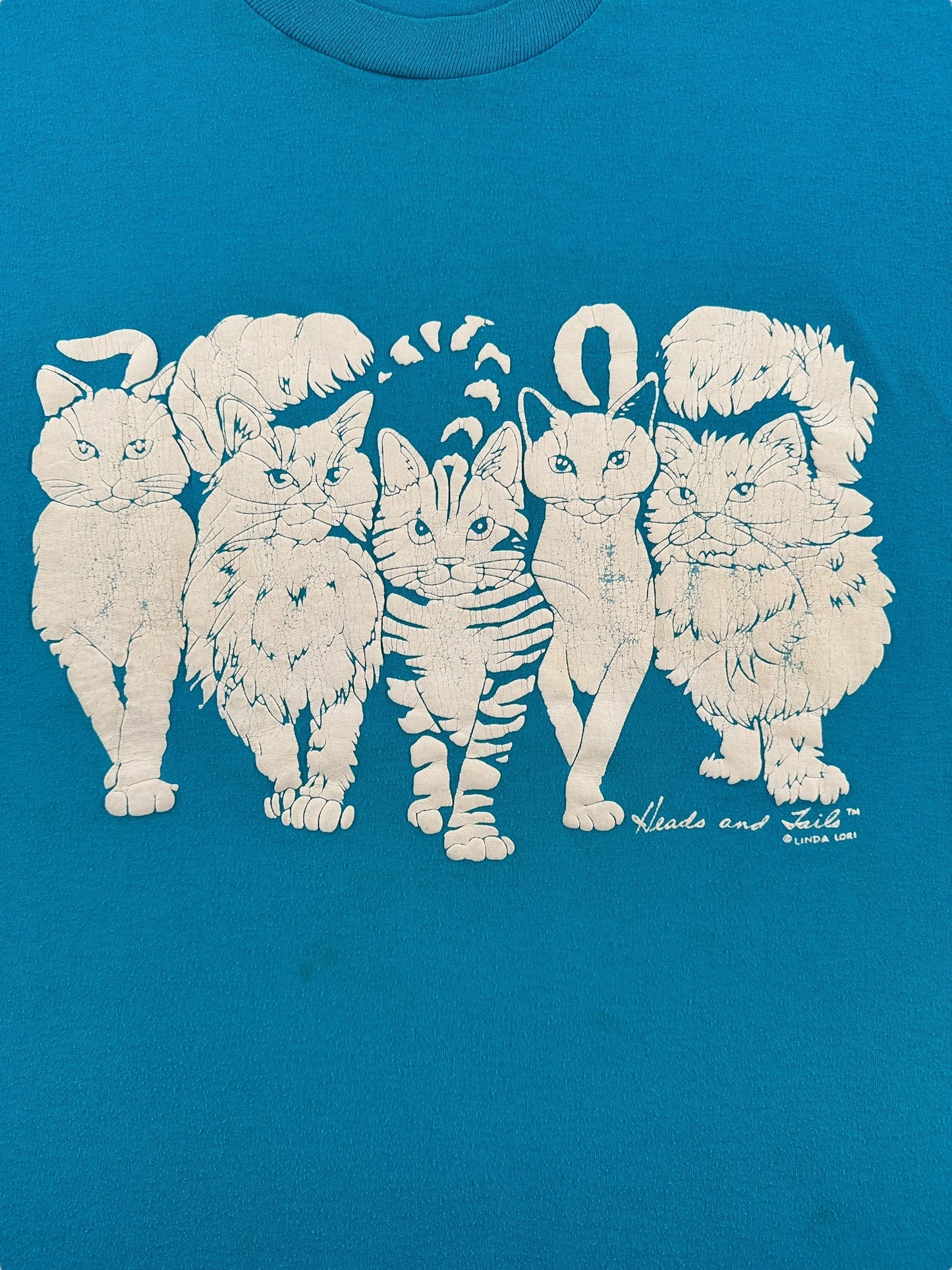 Front Graphic of Vintage Two Sided Cat Tee SZ XL