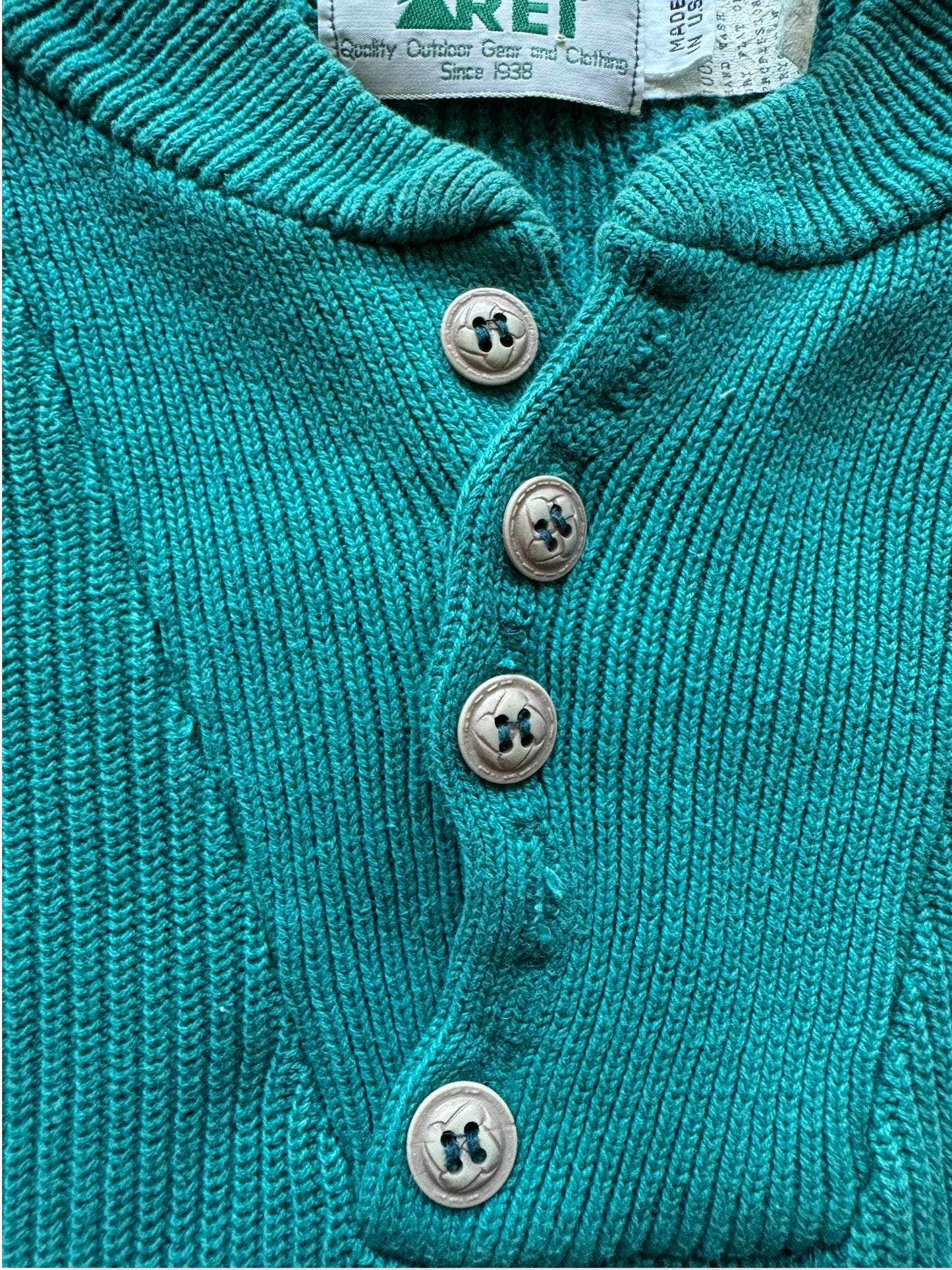 Missing Button on Vintage REI Cotton Sweater SZ S