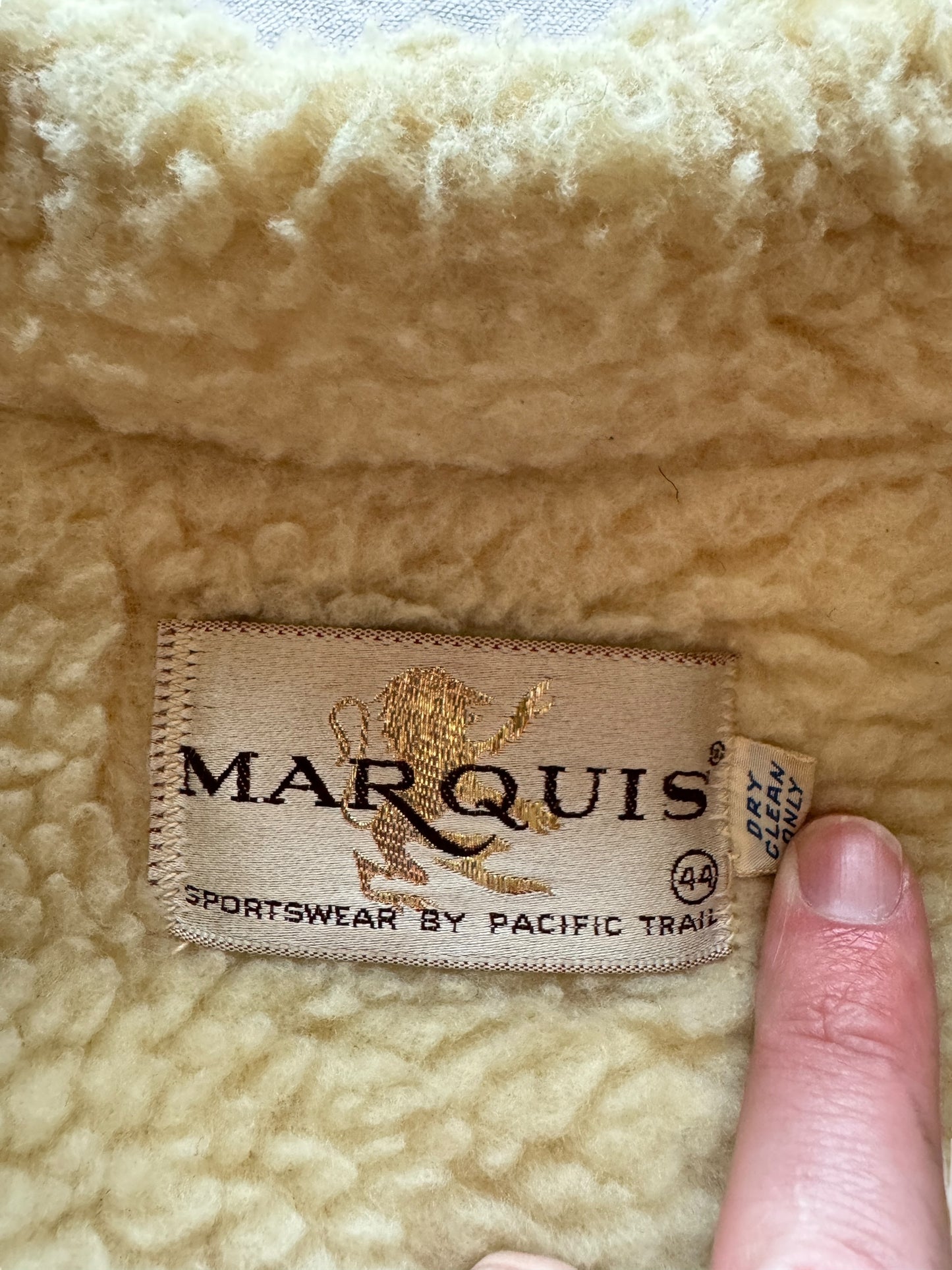 Tag on Vintage Marquis by Pacific Trail Shearling Lined Jacket SZ 44