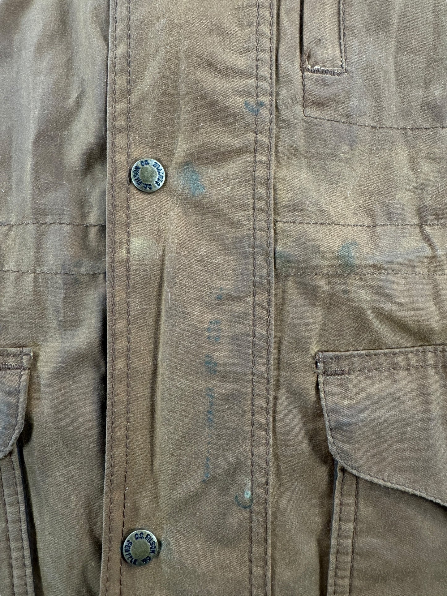 Patina on Filson Mile Marker Jacket SZ M AS IS