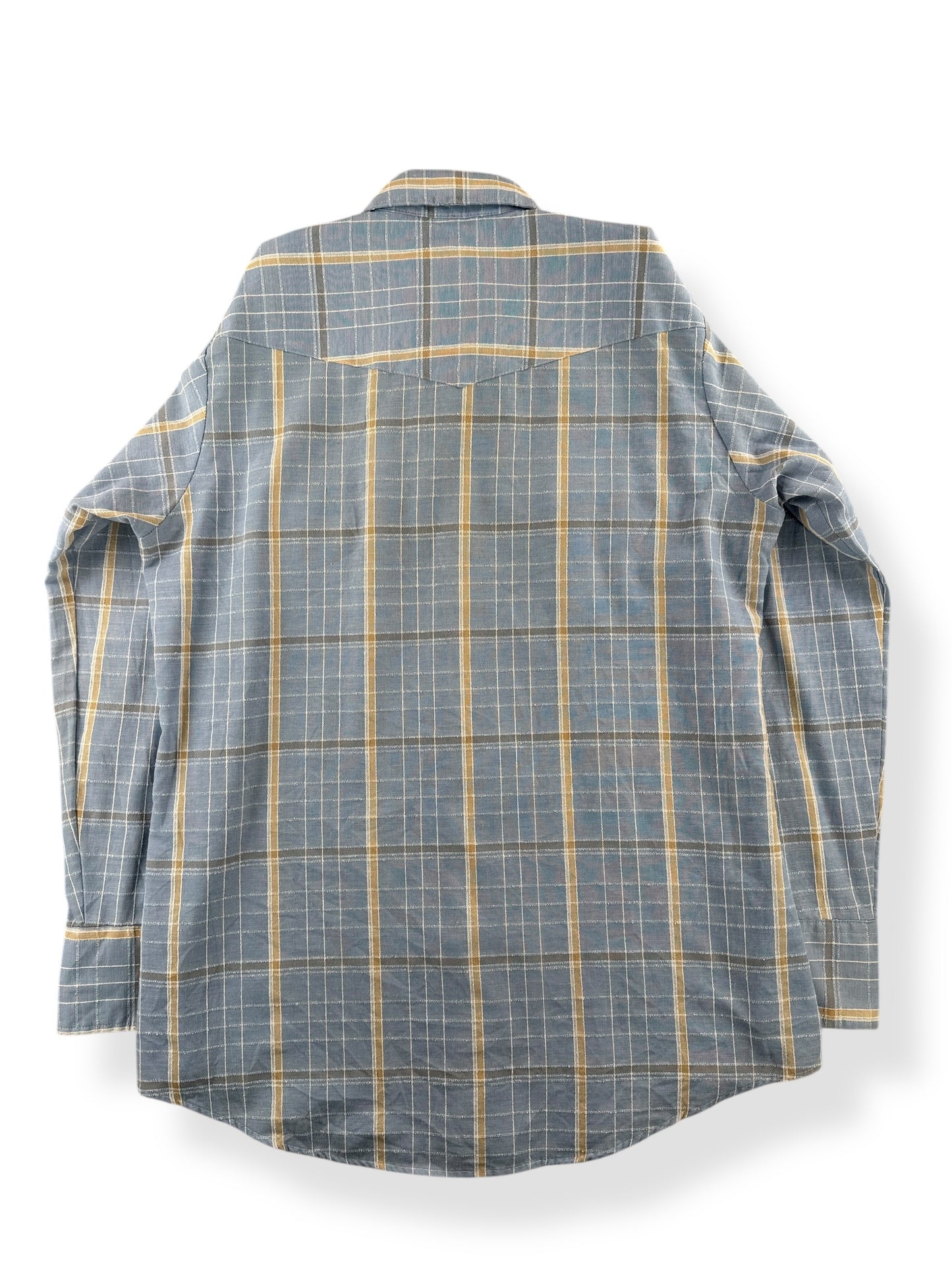 Back of Vintage Karman Cotton/Poly Pearl Snap Western Shirt SZ L