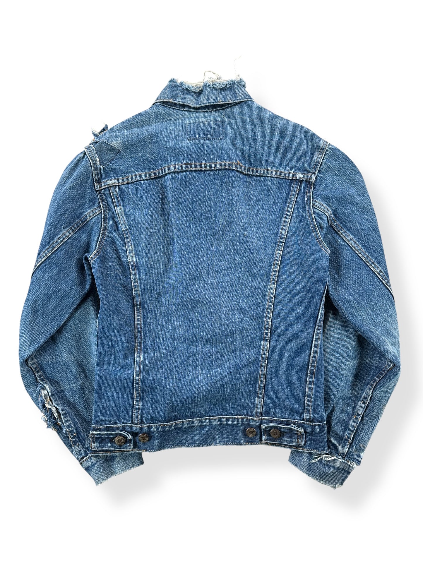 Back of Vintage Distressed Levis 2 Pocket Trucker Jacket SZ XS