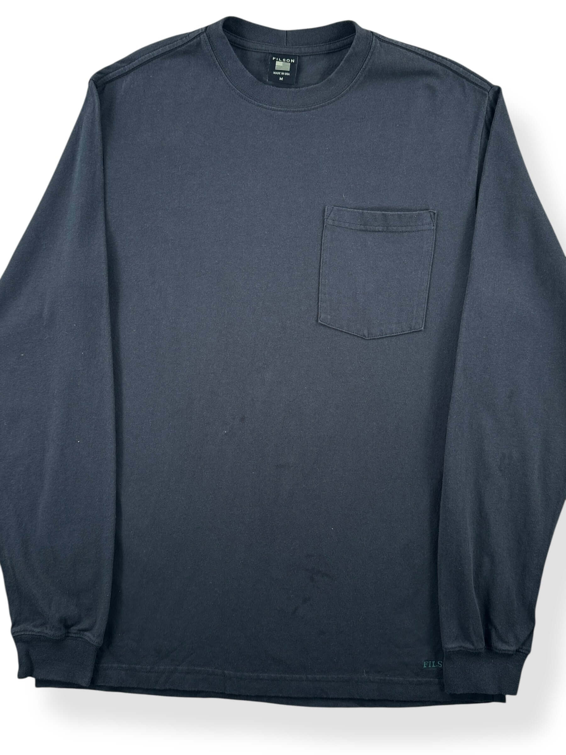 Front Close Up of Filson Long Sleeve Black Tee SZ M