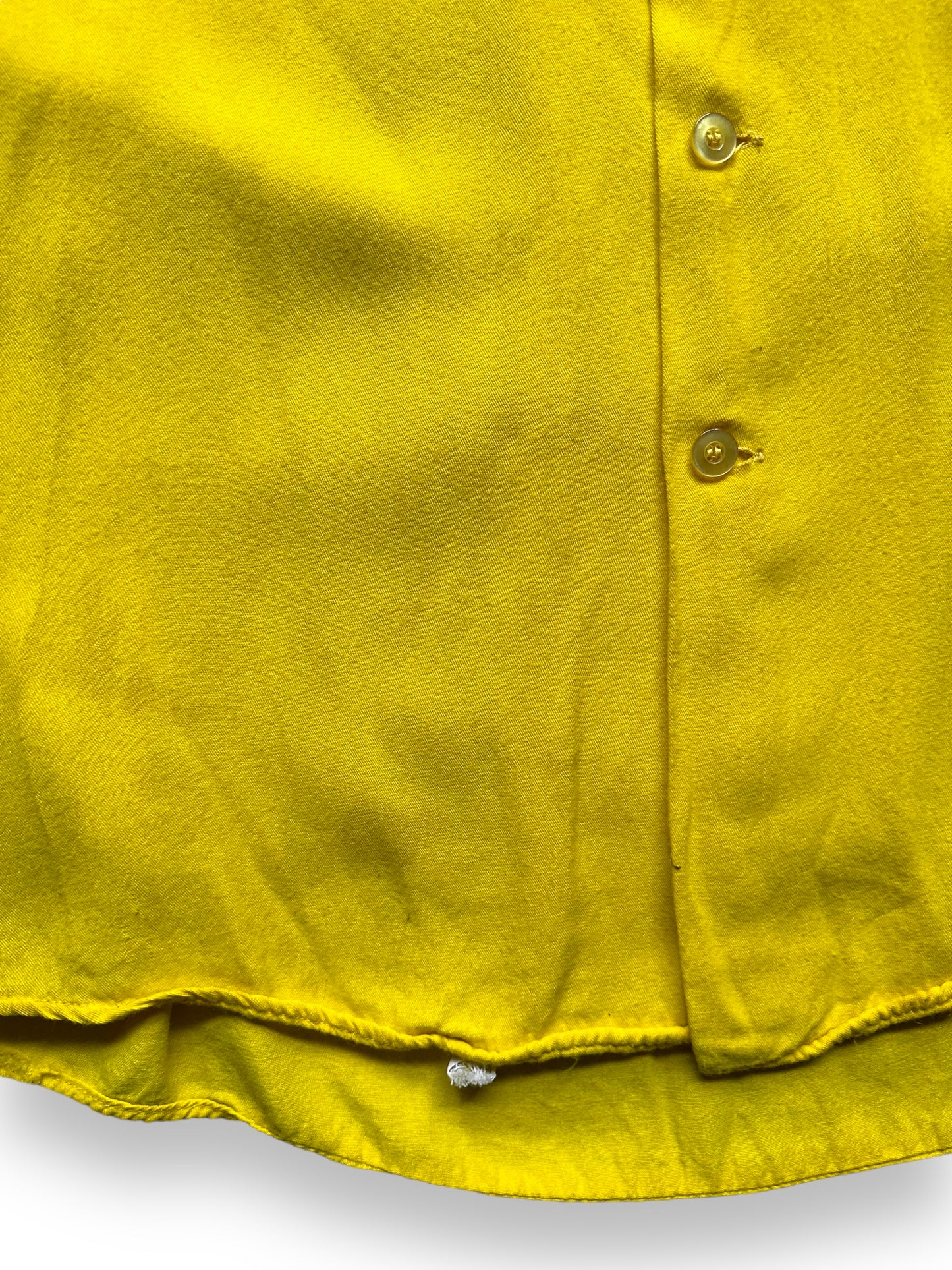 small stain 2 on front of Vintage Lacey Christian Rayon Bowling Shirt SZ XL | Vintage Bowling Shirt Seattle | Barn Owl Vintage Seattle