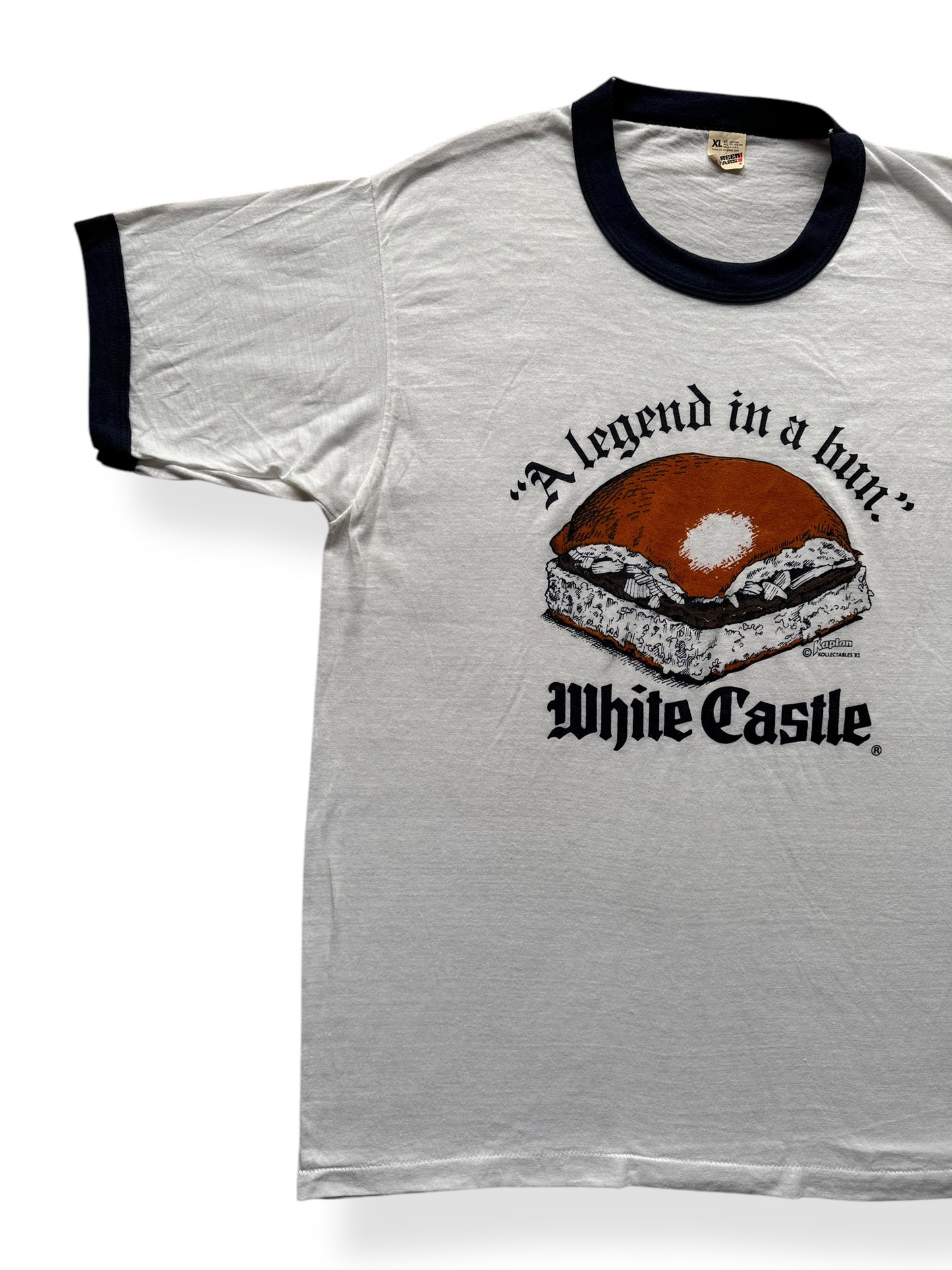 Front Right of Vintage Whitecastle Ringer Tee SZ XL