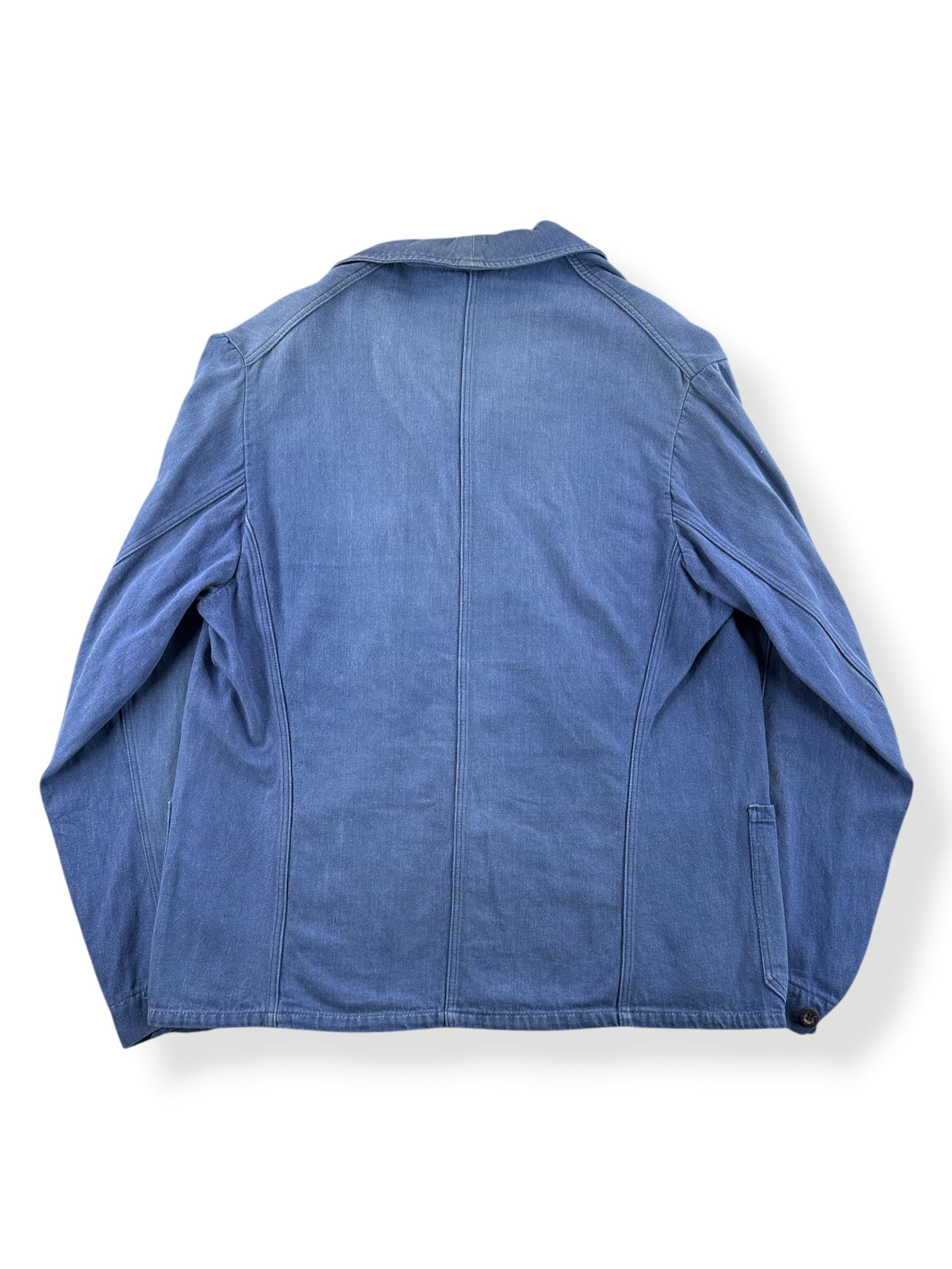 Back of Vintage Denim French Chore Coat SZ M/L