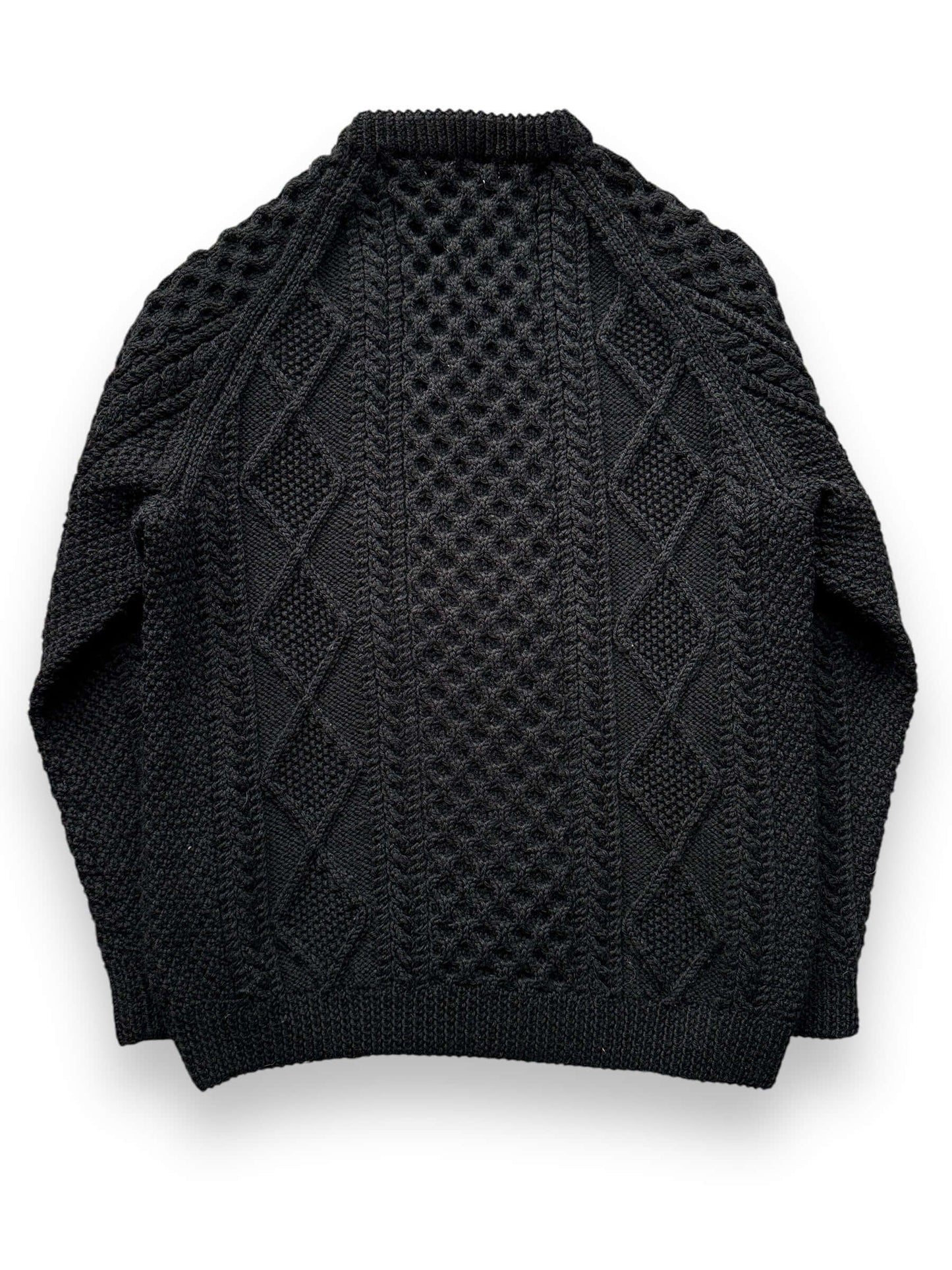 back of Vintage Black Glencraft Handknits Irish Wool Sweater SZ L