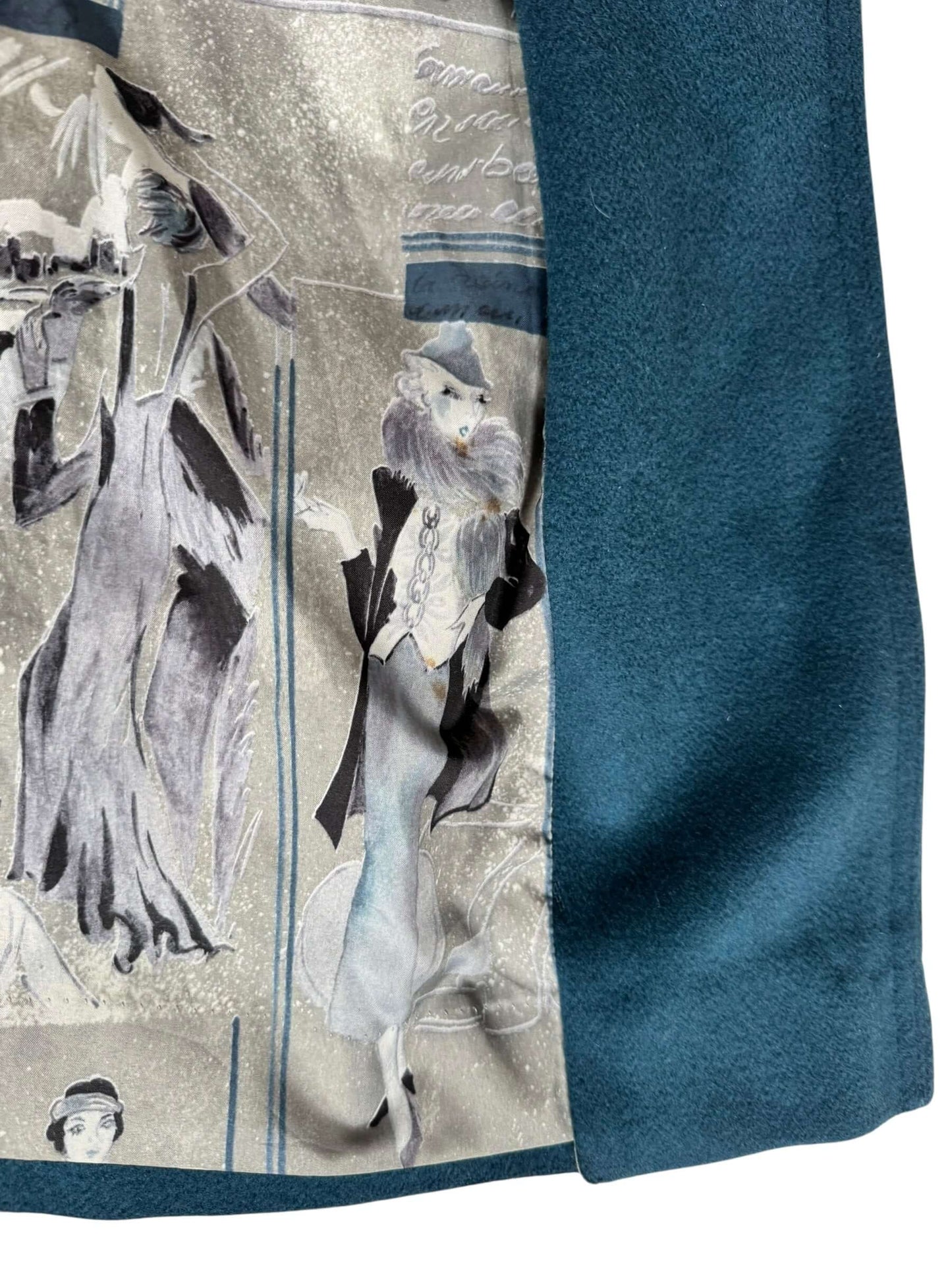 Small stains 80s Does 40s Blue Wool Coat L-XL