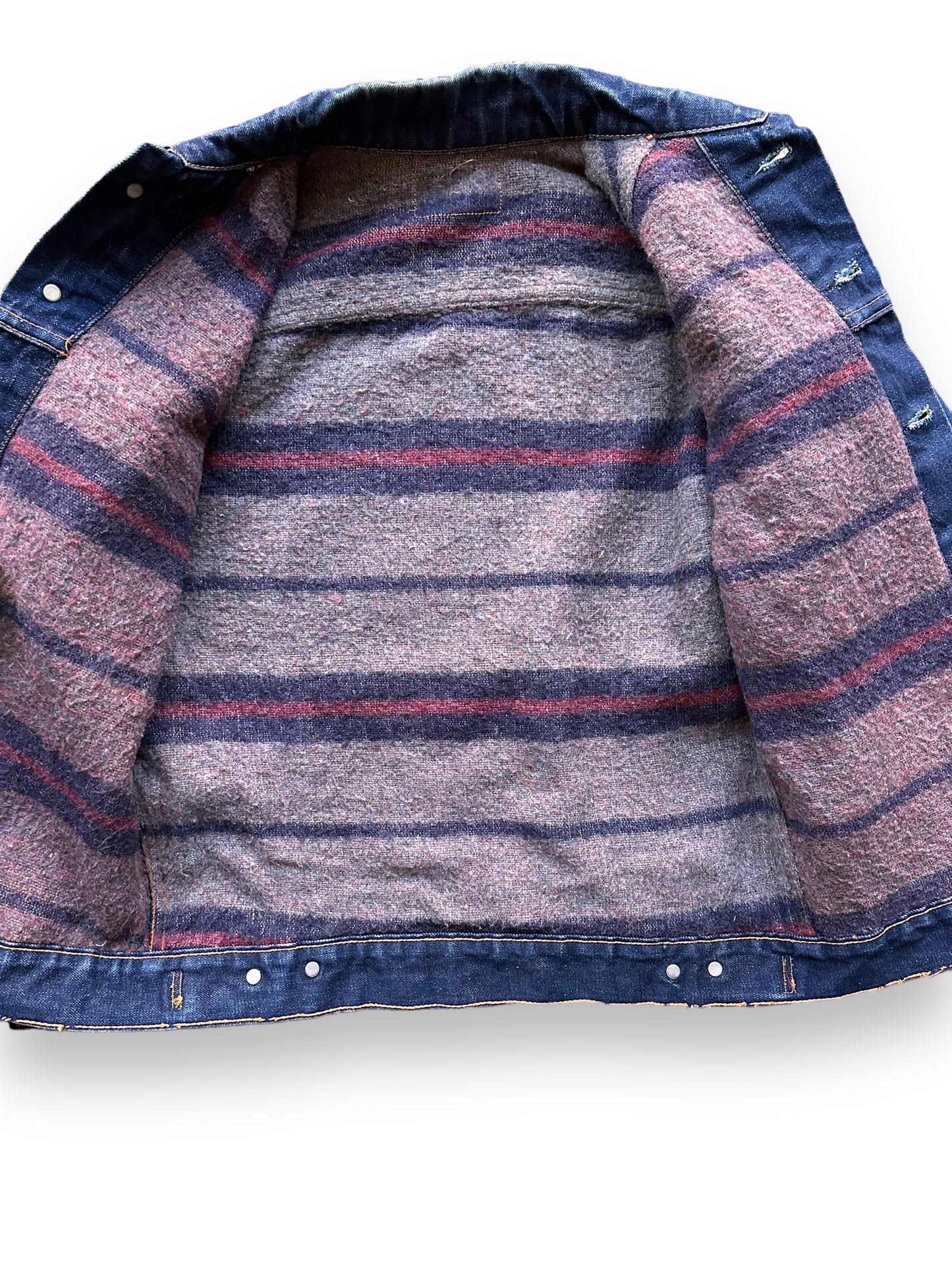 Blanket Lining on Vintage Levi's Big E Blanket Lined Type III Trucker SZ S | Vintage Denim Workwear Seattle | Seattle Vintage Denim