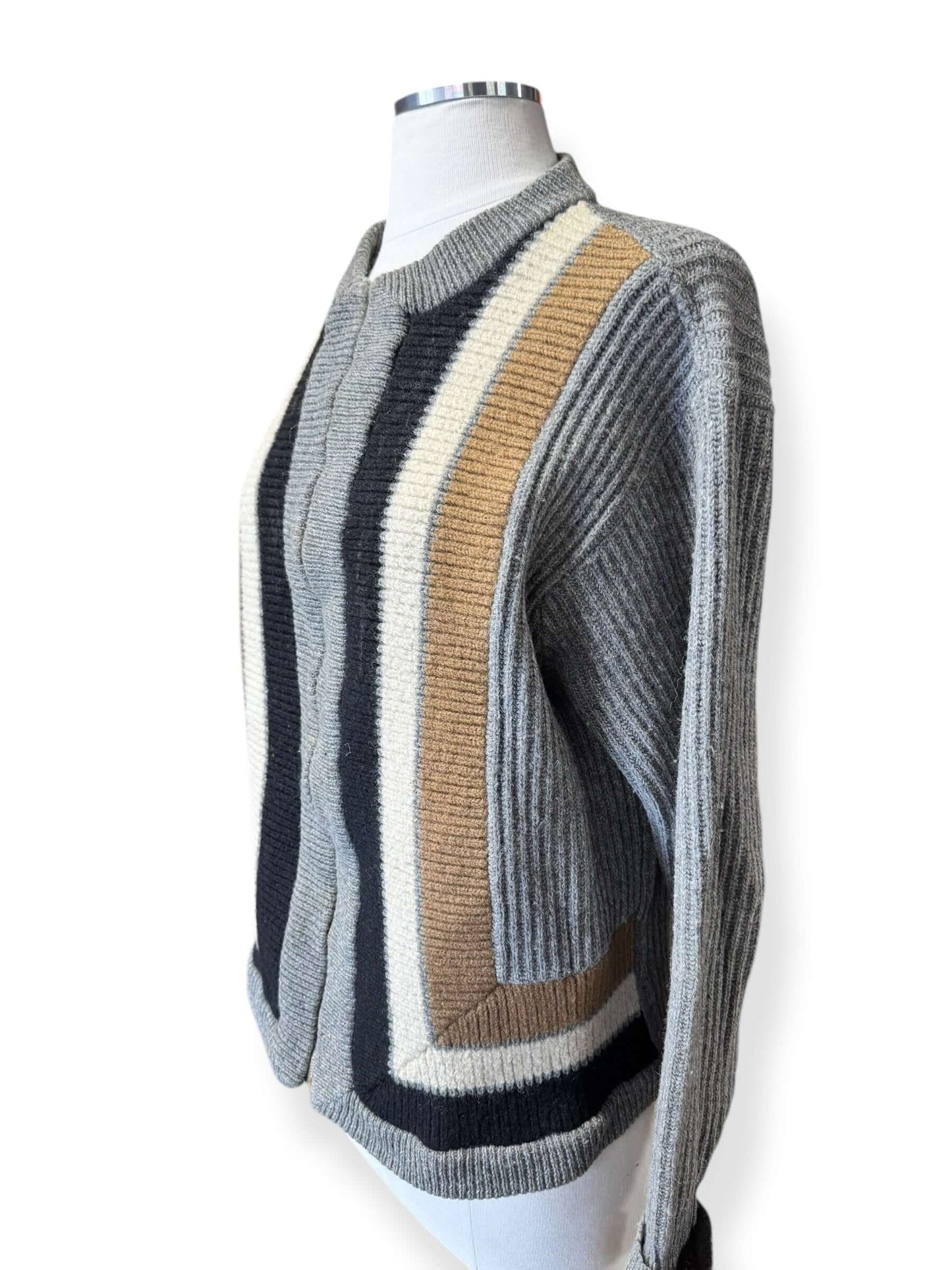 Side view of Vintage 1950s Jantzen Zip Cardigan Sweater L