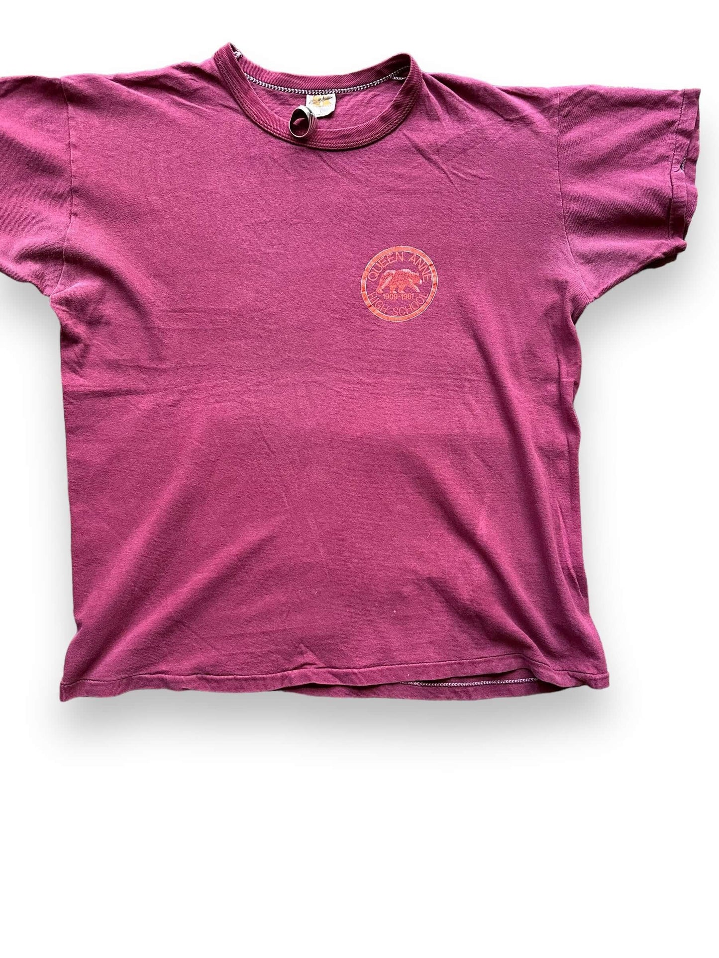 Front Detail on Vintage 1981 Queen Anne High Tee SZ L | Barn Owl Vintage Tees | Vintage Graphic Tees Seattle