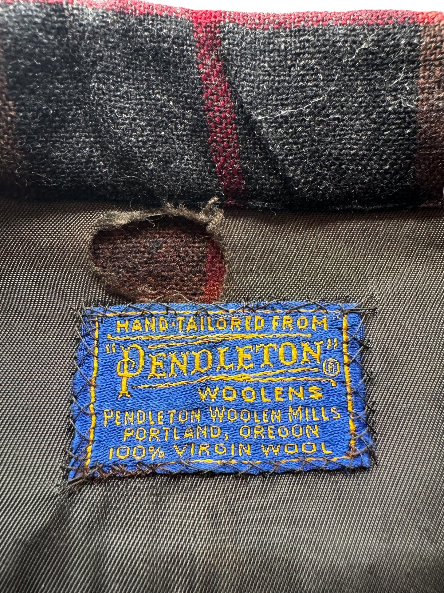Label on Handmade Pendleton Woolens Shirt Jac SZ XXL AS IS