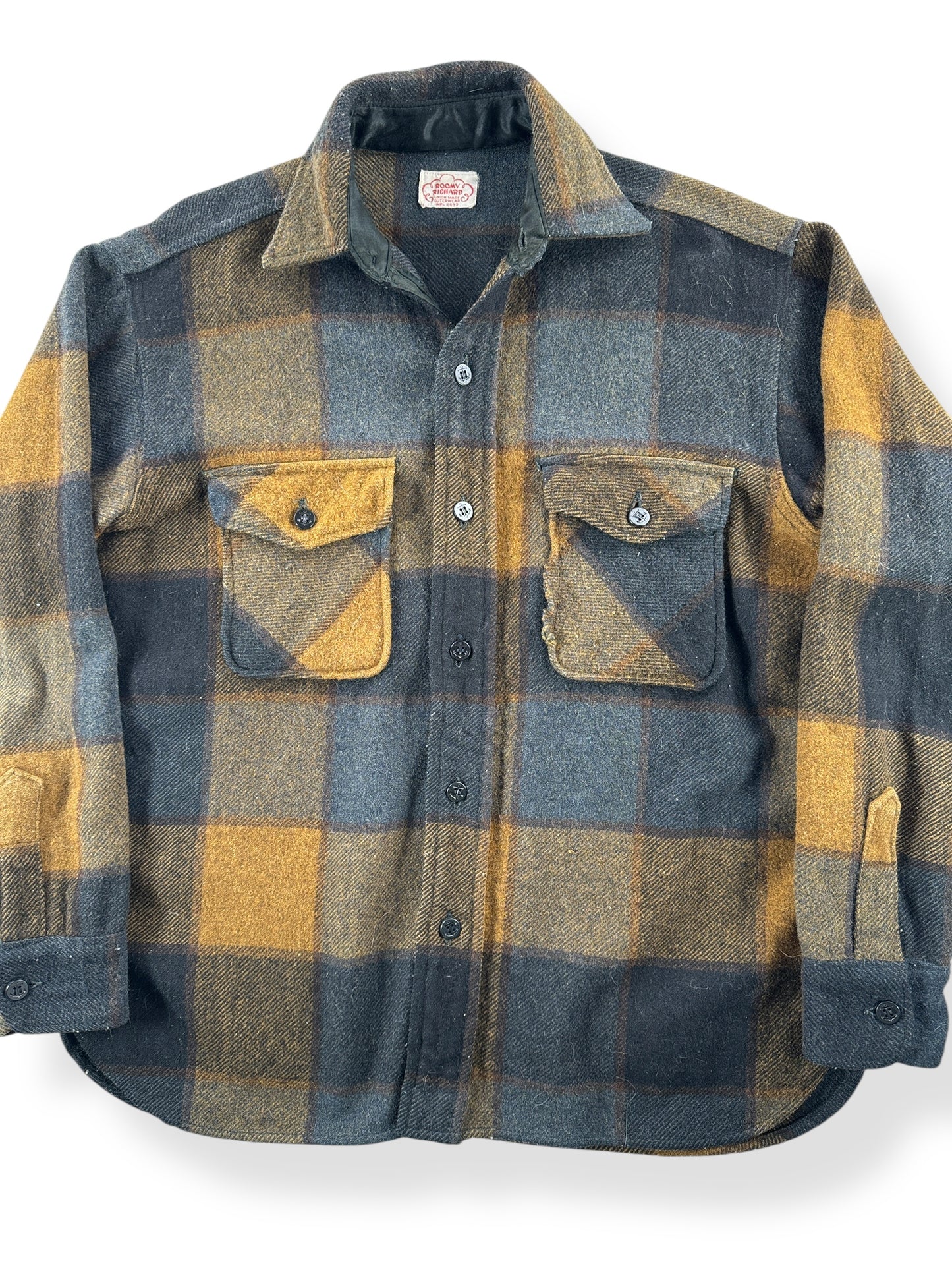 Front Close Up of Vintage Roomy Richard CPO Jacket SZ XL