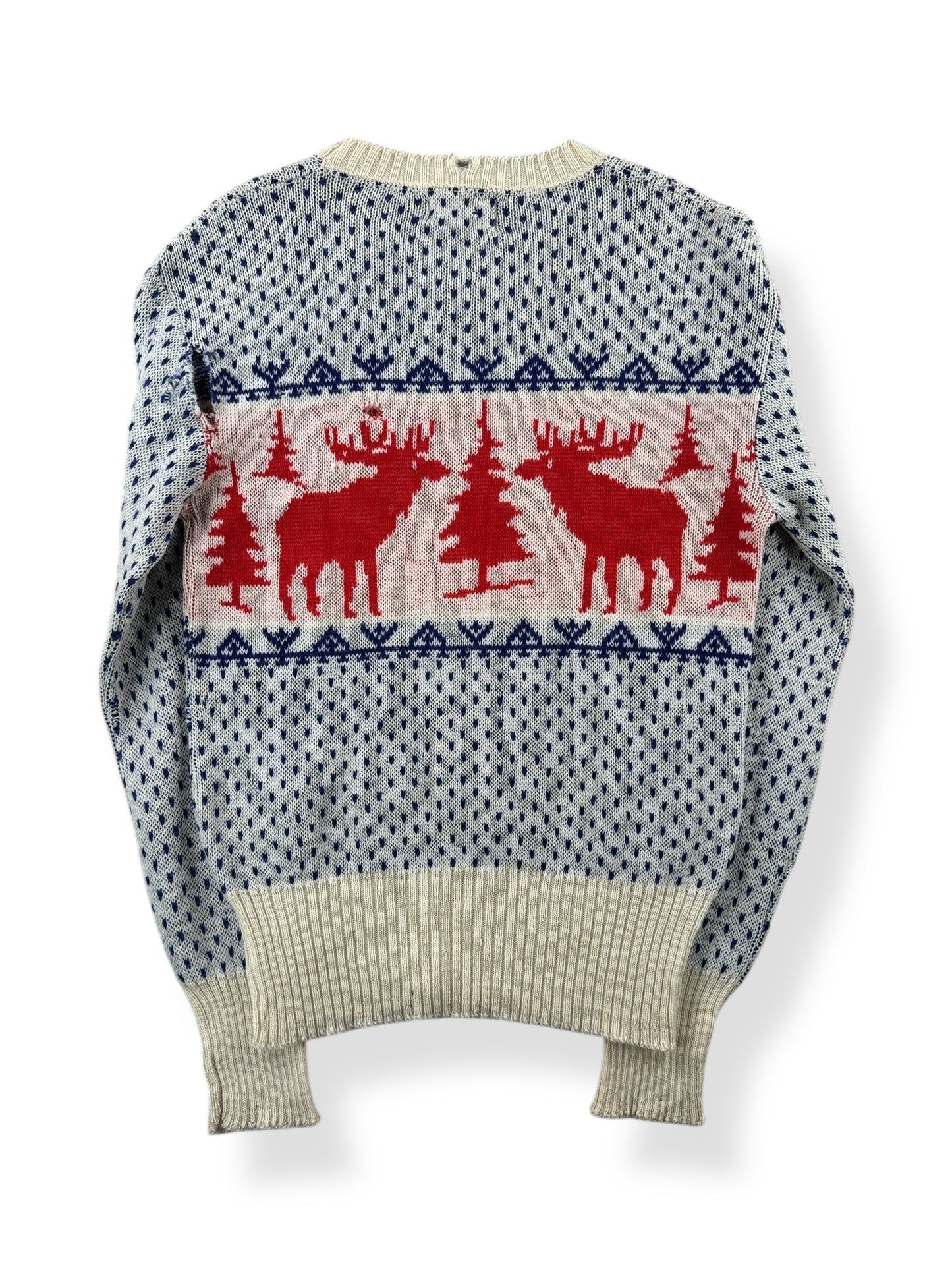 Back of Vintage 40’s Deer Novelty Wool Sweater SZ S