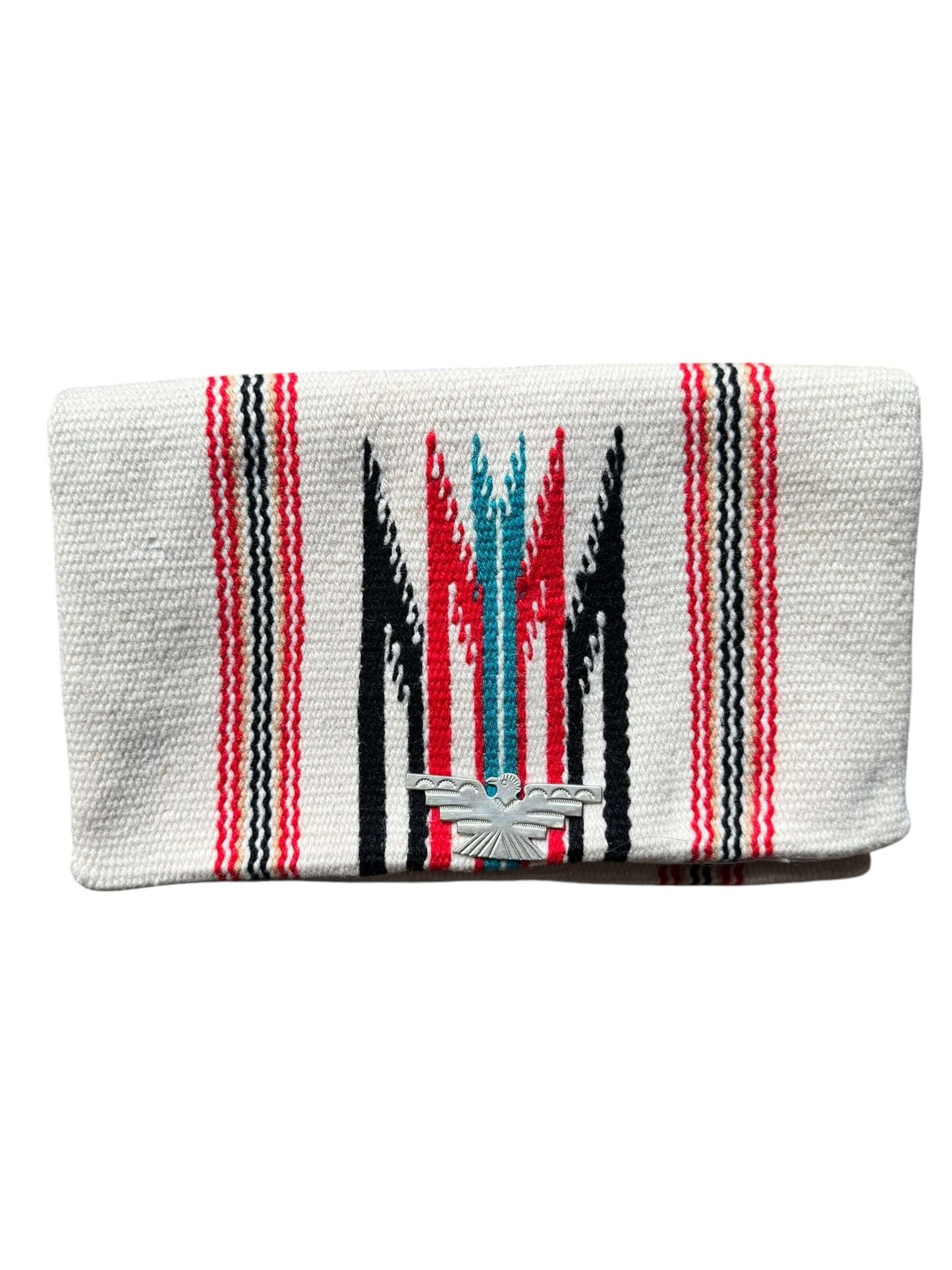 Front of 1940s Chimayo by Ganscraft Wallet Clutch Red/Black/Blue