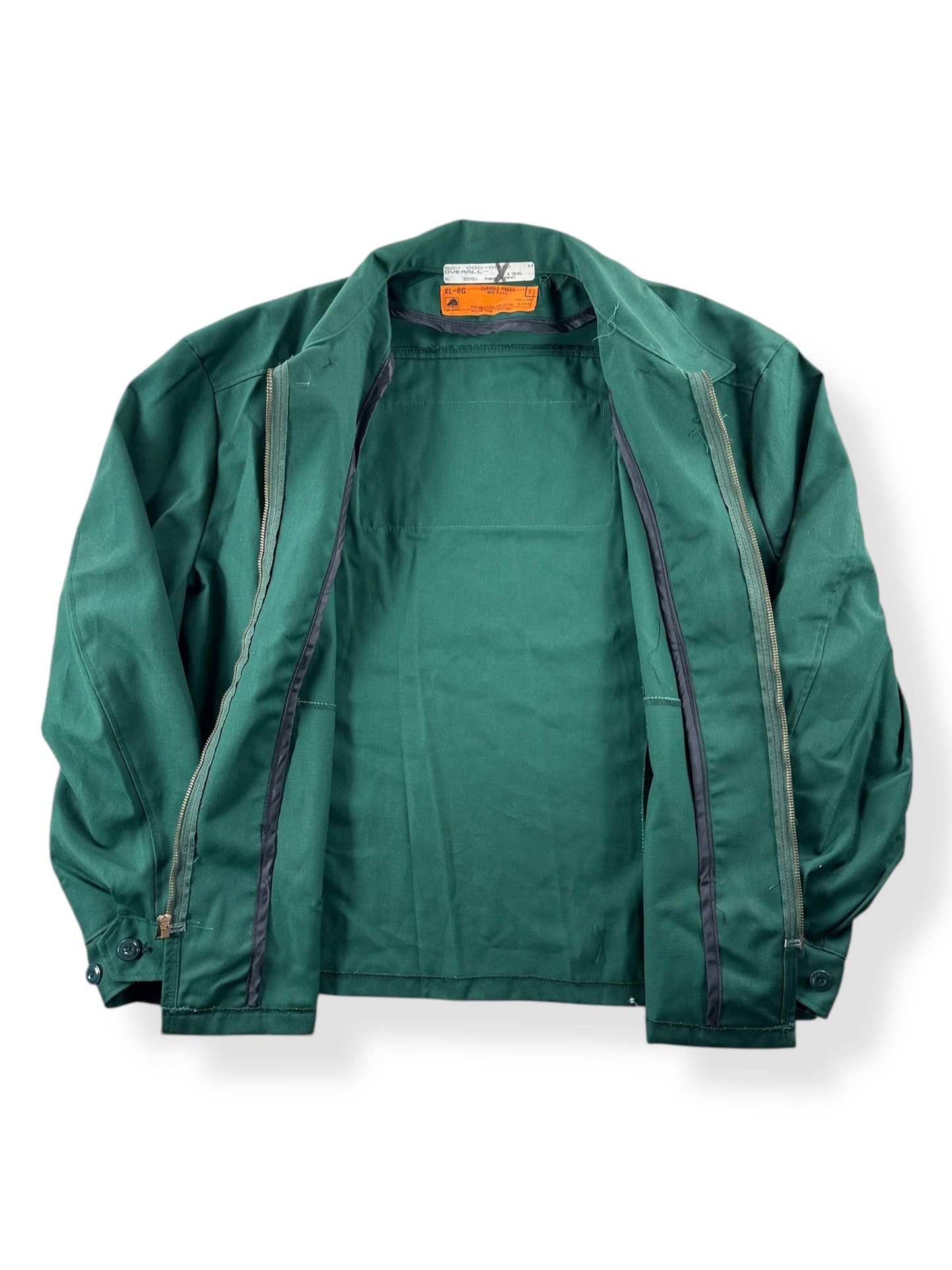 Inside of Vintage Green Overall Gas Station Jacket SZ XL