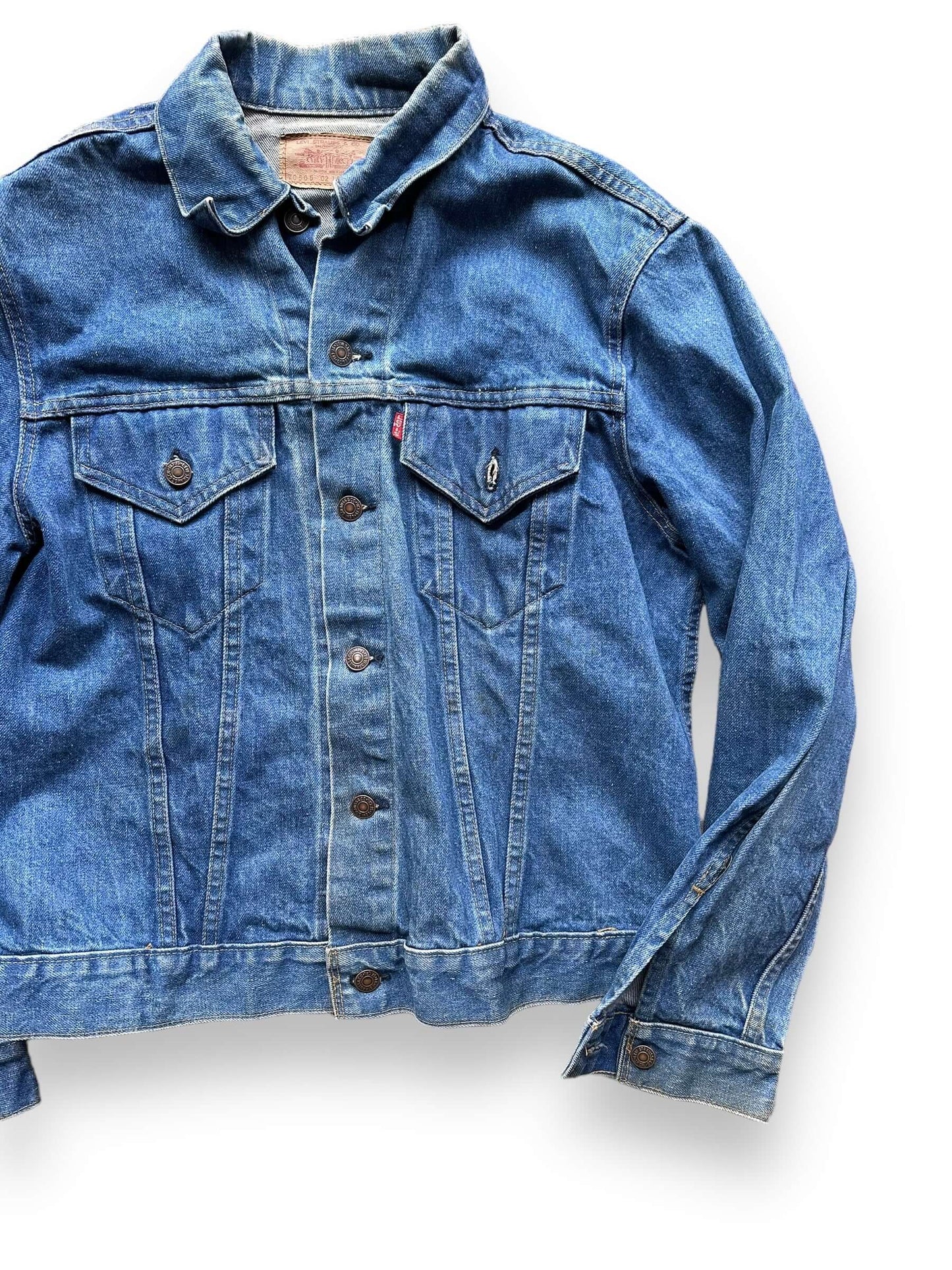 Front Left View of Vintage 2-Pocket Levi's Type III Denim Jacket SZ 42 | Vintage Denim Workwear Seattle | Seattle Vintage Denim