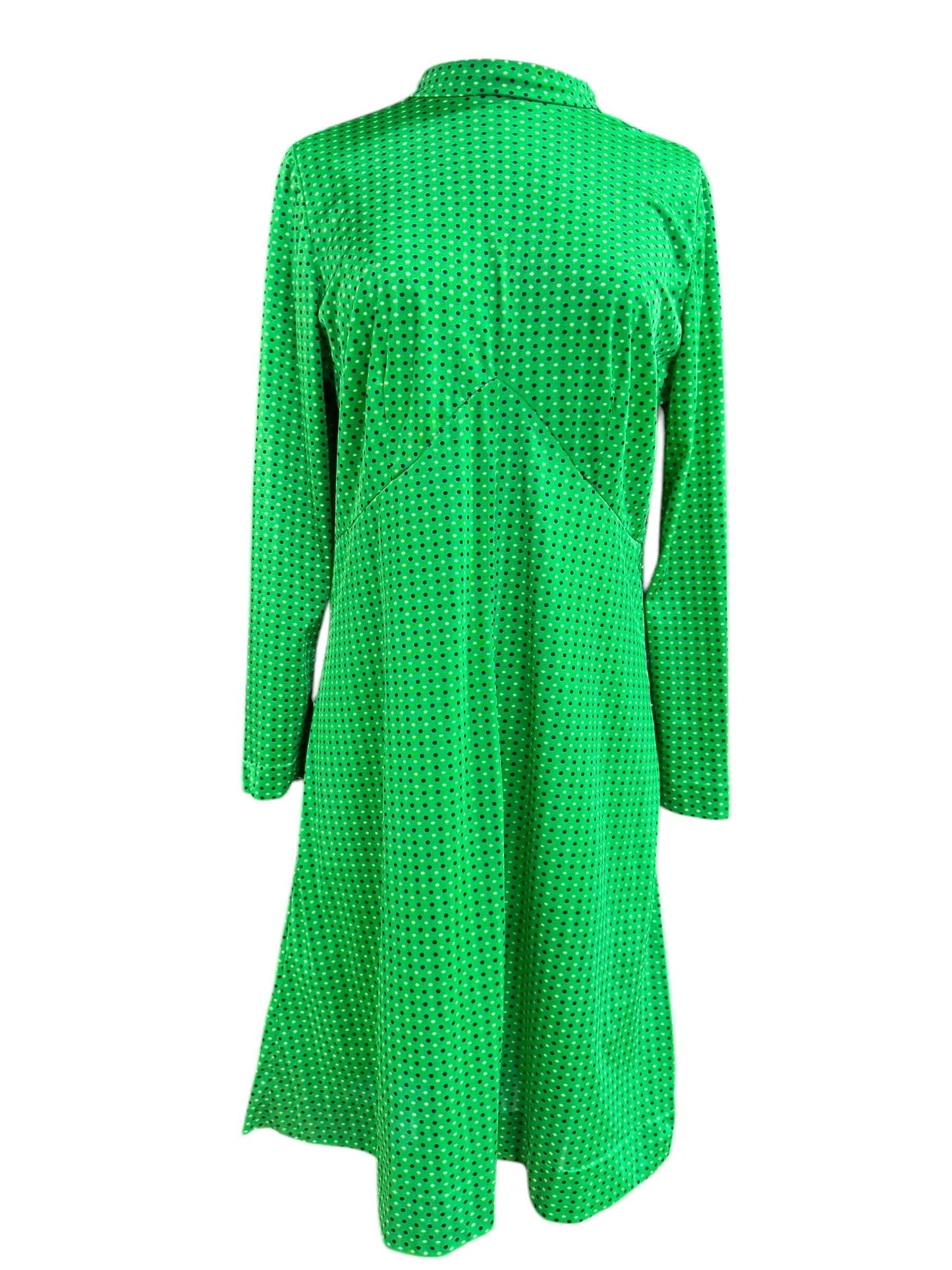 Front of 1960s Green Polka Dot Dress L