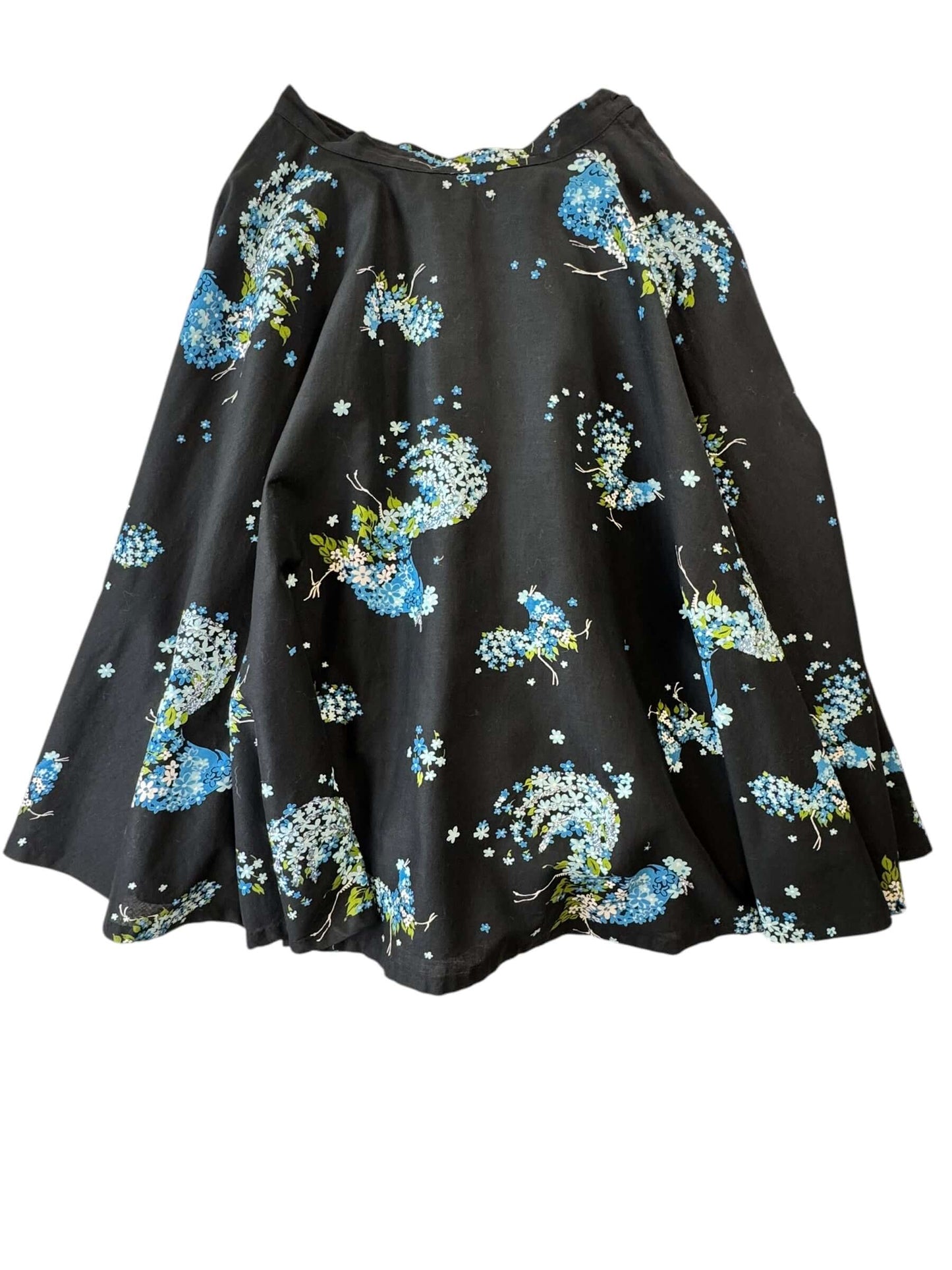 Back of 1950s Floral Rooster Skirt M