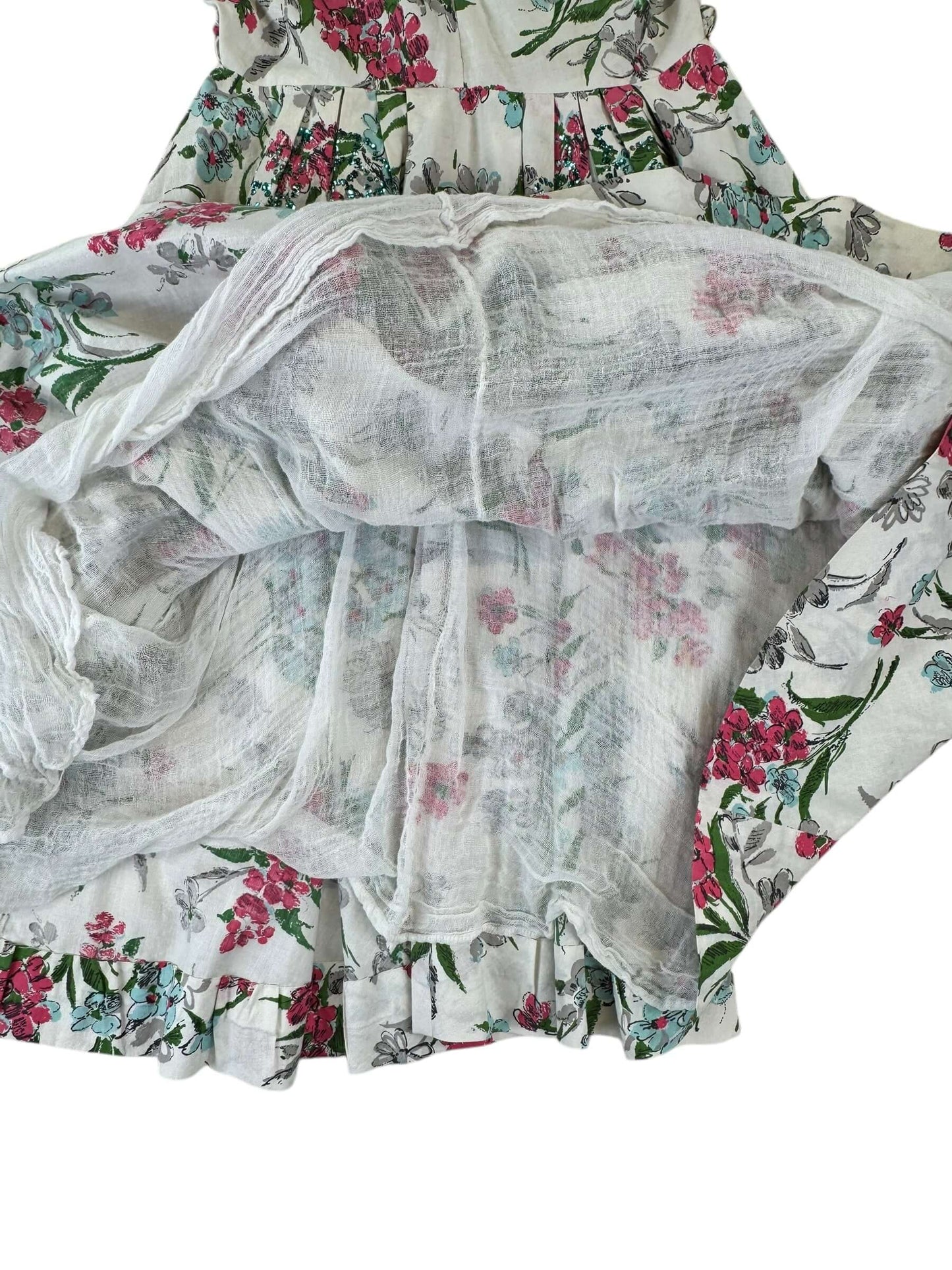 Lining of 1950s Floral Glitter Dress M