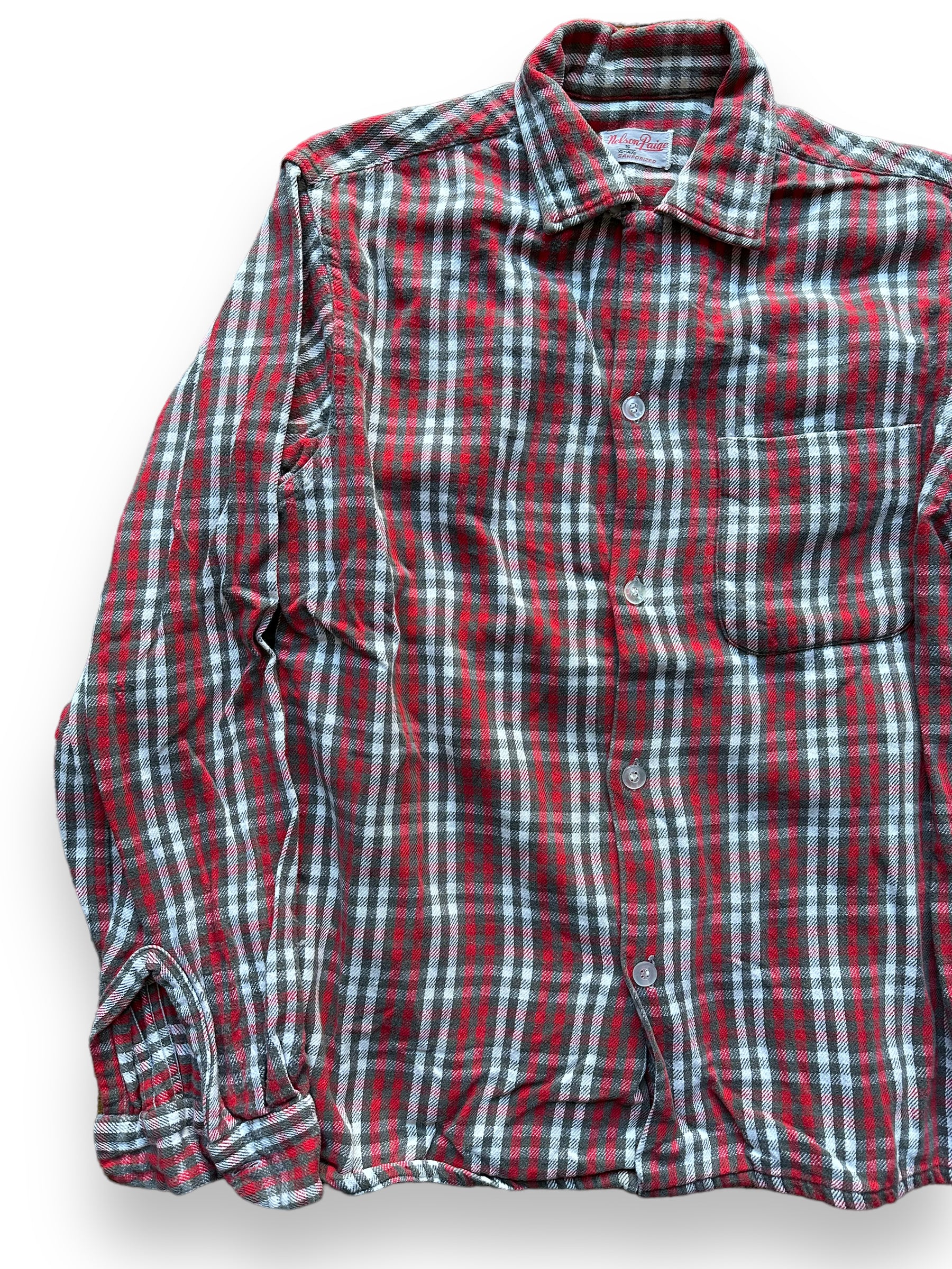 Front Right View of Vintage Nelson Paige Cotton Flannel SZ L | Vintage Loop Collar Shirt Seattle | Barn Owl Vintage Seattle