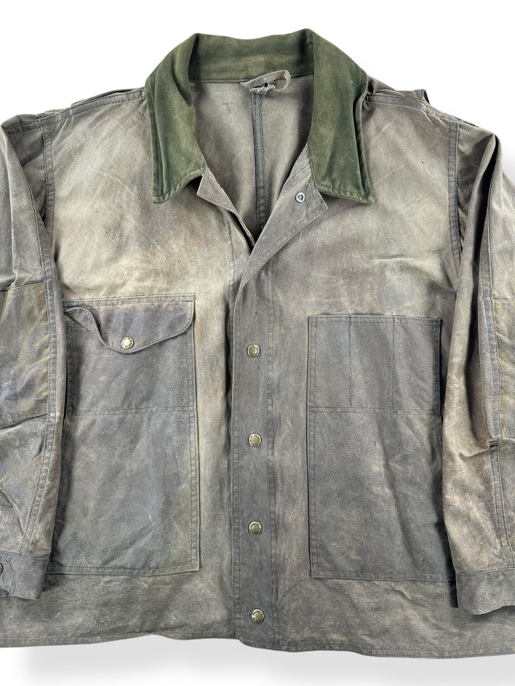 Front Close Up of Filson Tin Cloth Field Jacket SZ XXL AS IS
