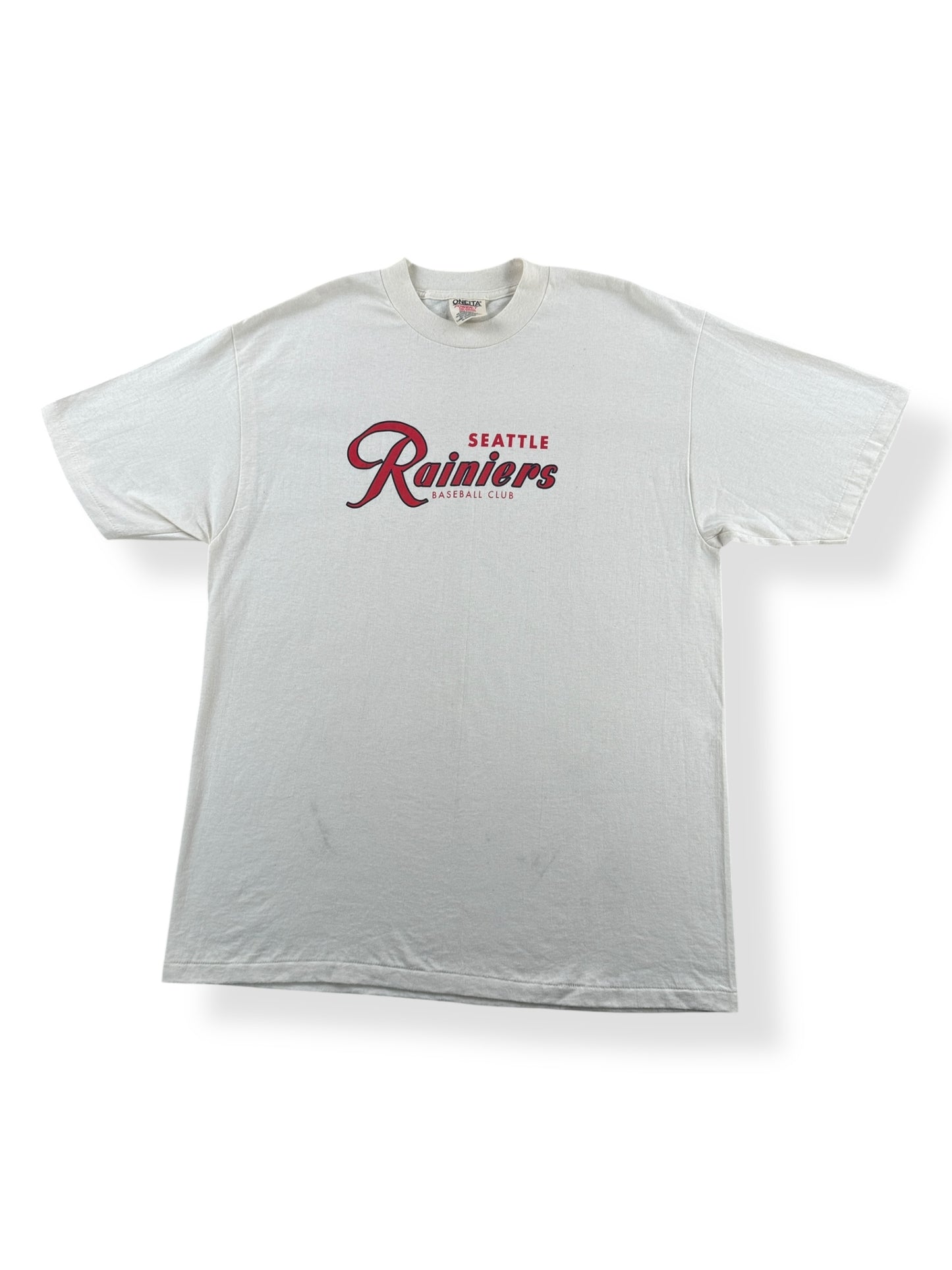 Front of Vintage Seattle Rainiers Baseball Club Tee SZ XL