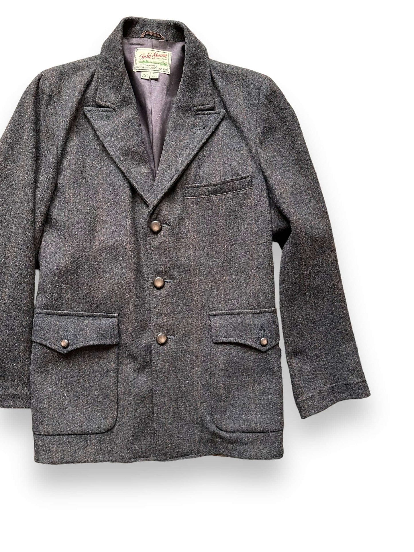 Front Left View of Vintage Field & Stream Wool Jacket SZ 36 | Vintage Wool Jacket Seattle  | Seattle Vintage Clothing