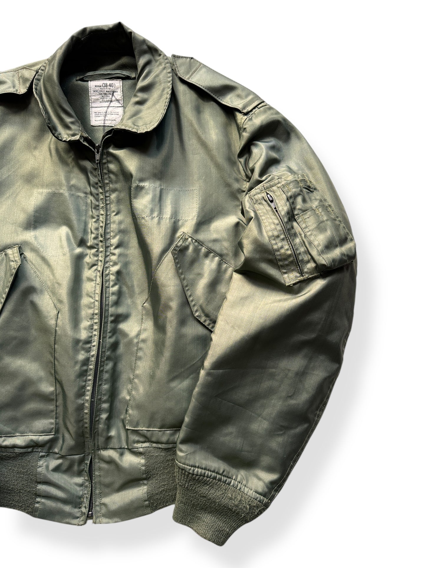 Front Left of Vintage Mens CWU-36 Summer Flight Jacket SZ M