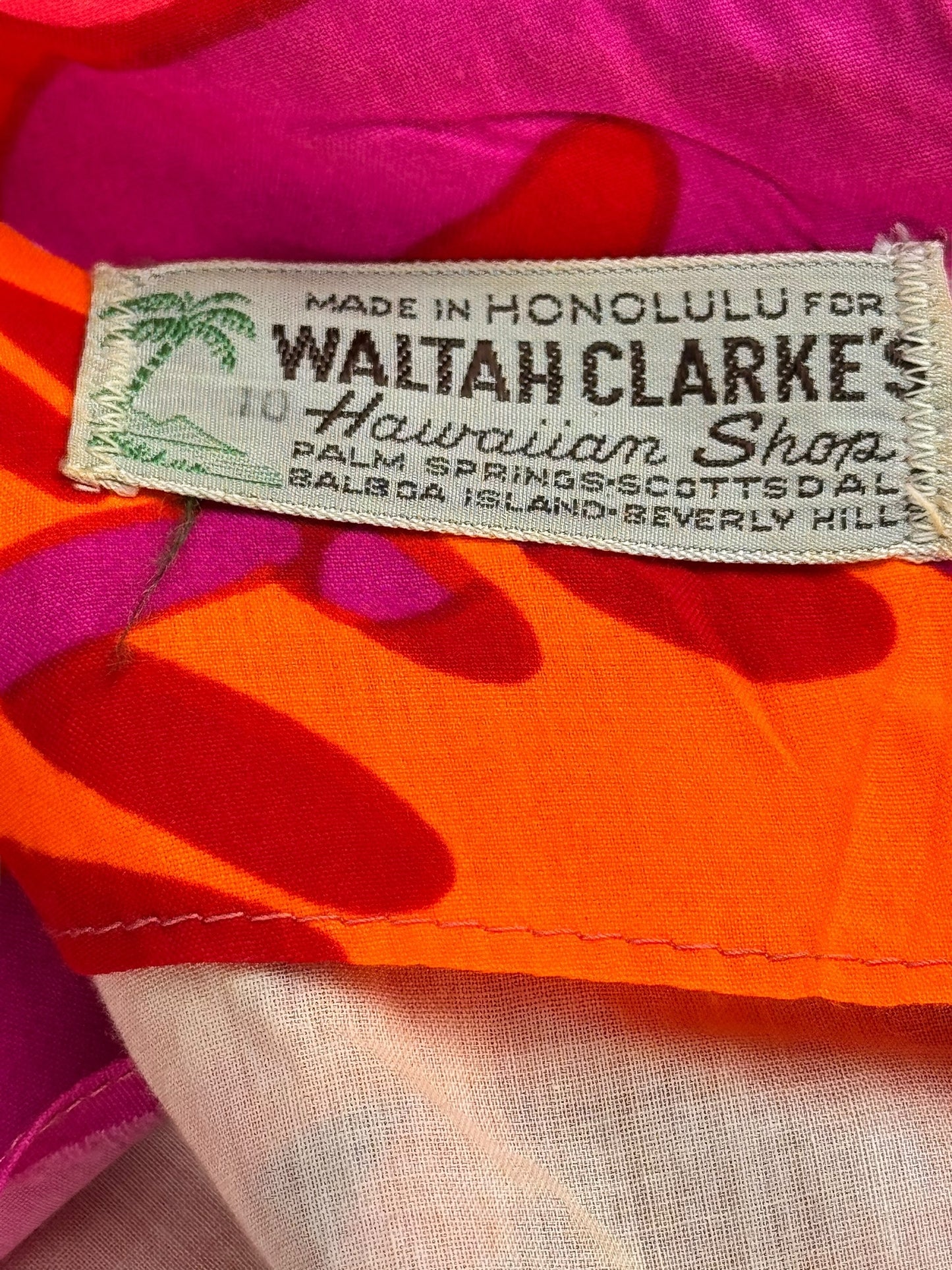 Tag 1960s Waltah Clark's Aloha Palazzo Pantsuit S