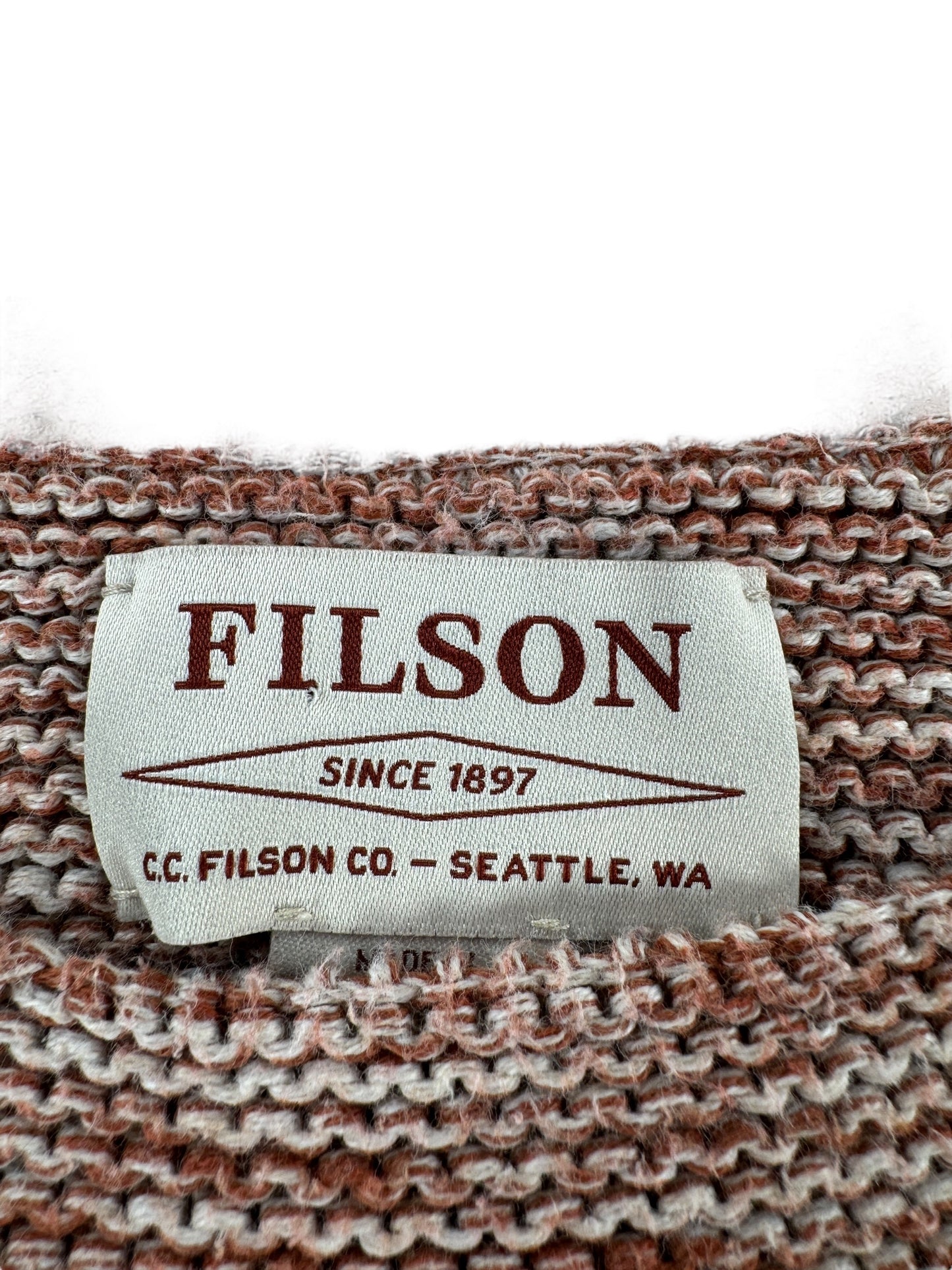 Label on Filson Women's Lake Quinault Sweater SZ L
