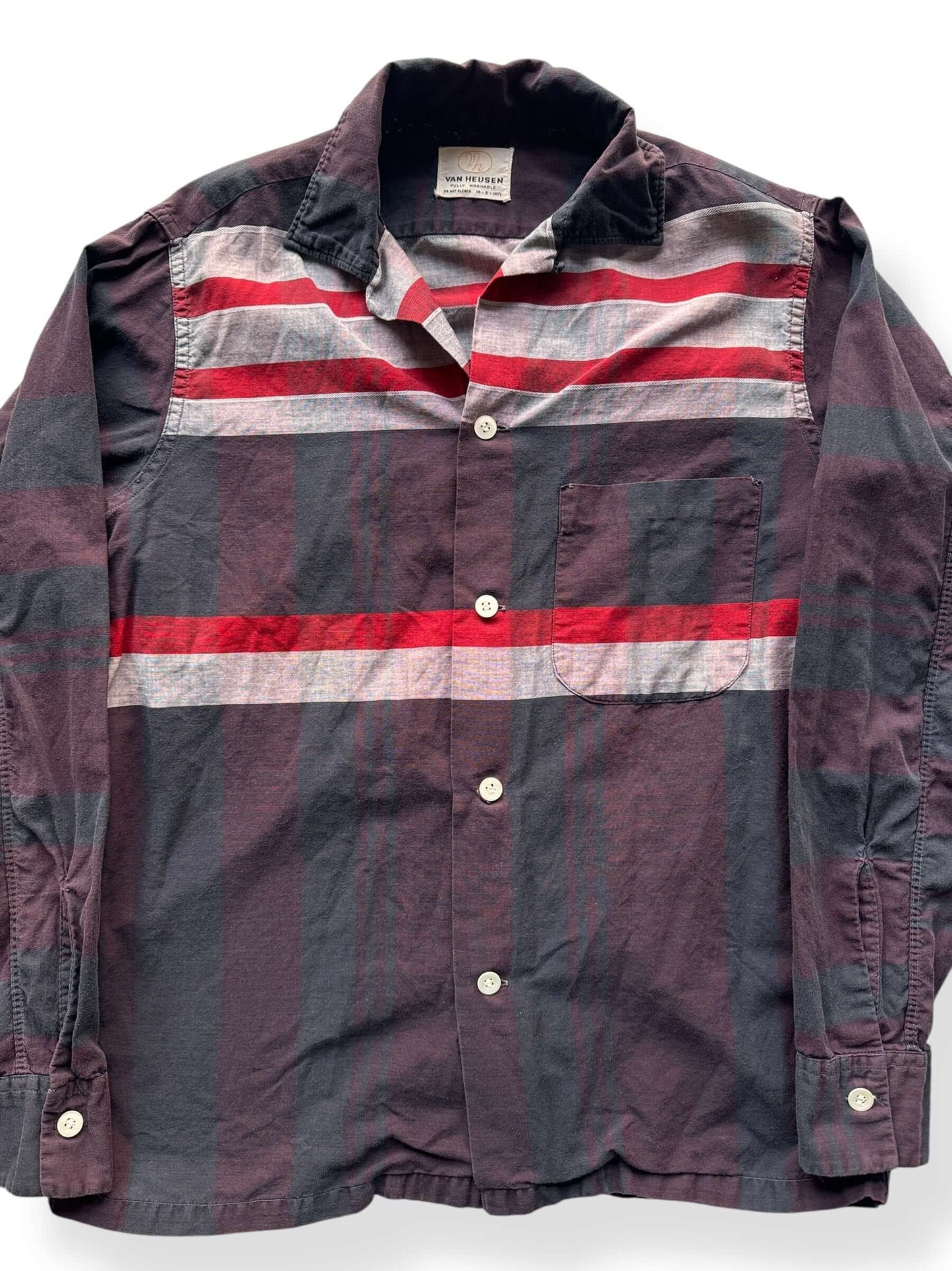Front Graphic of Vintage Van Heusen Striped Loop Collar Shirt SZ S